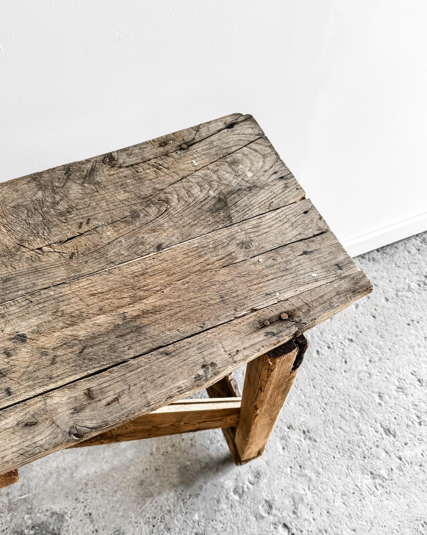 Primitive French Worktable on Wheels 9