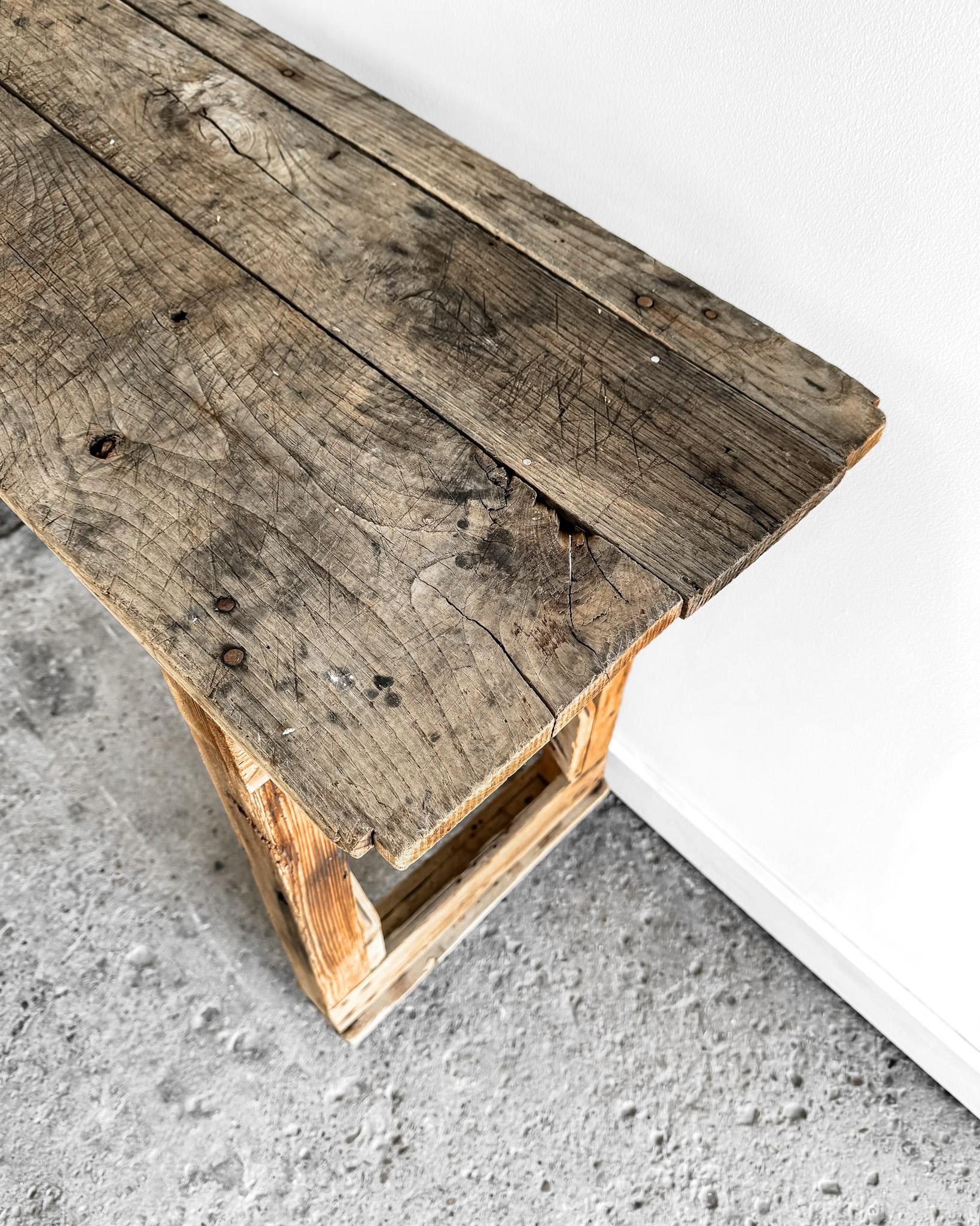 Primitive French Worktable on Wheels 4