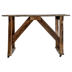Primitive French Worktable on Wheels