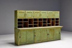 Rustic Green Apothecary Cabinet, France, 19th Century