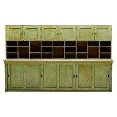 Antique Rustic Green Apothecary Cabinet, France, 19th Century