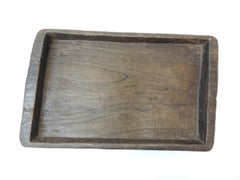 Primitive Hand Carved Dark Wood Artisanal Tray