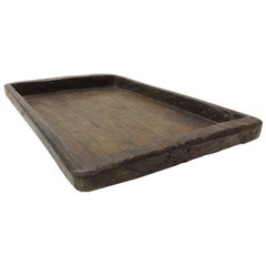 Primitive Hand Carved Dark Wood Artisanal Tray