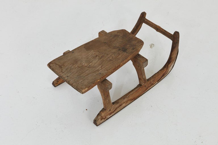 American Primitive Hand Carved Wooden Sleigh for One Person, circa 19th Century For Sale