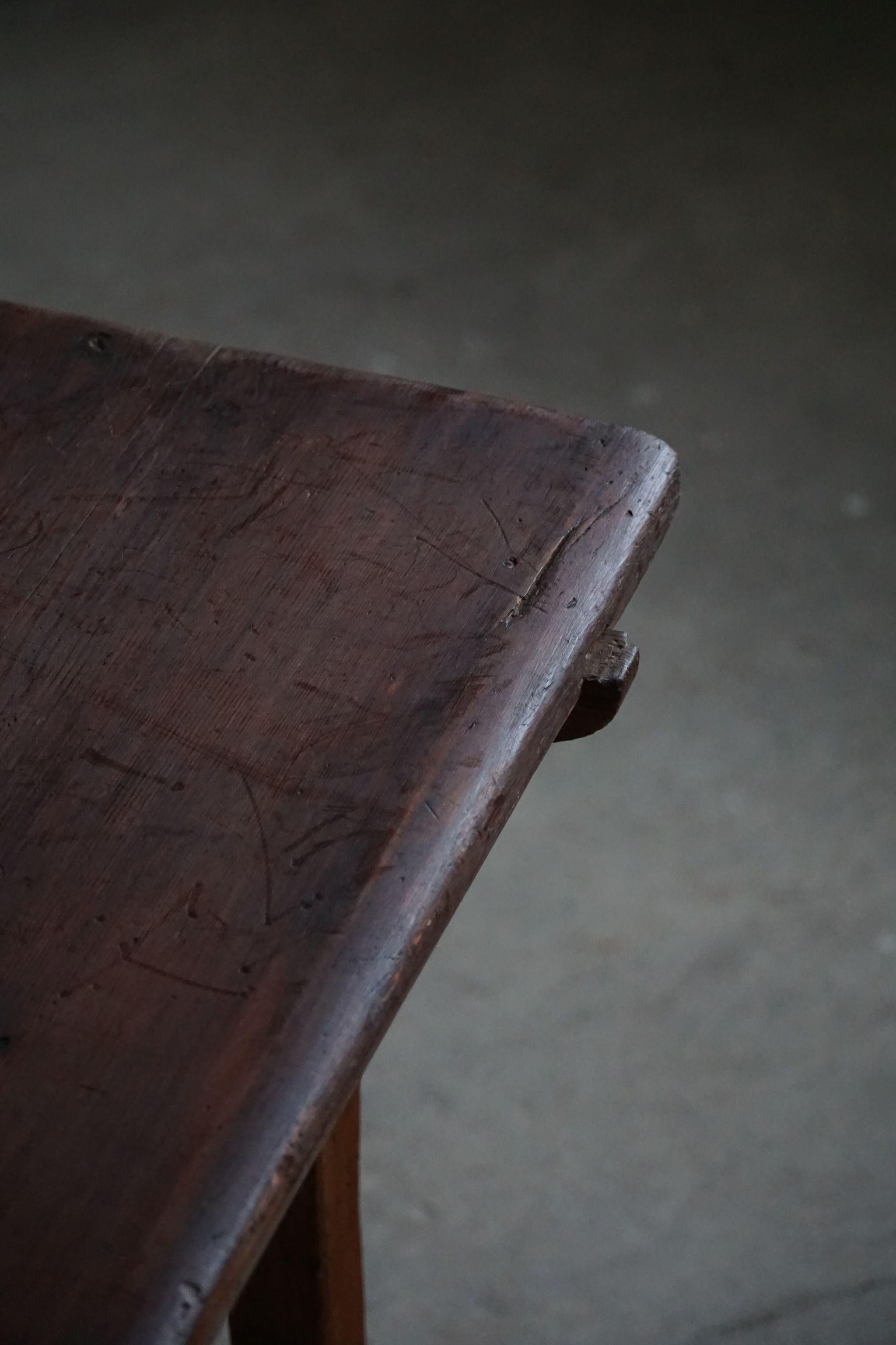 Primitive Hand Crafted Writing Desk in Pine, Made by a Swedish Carpenter, 1800s 6