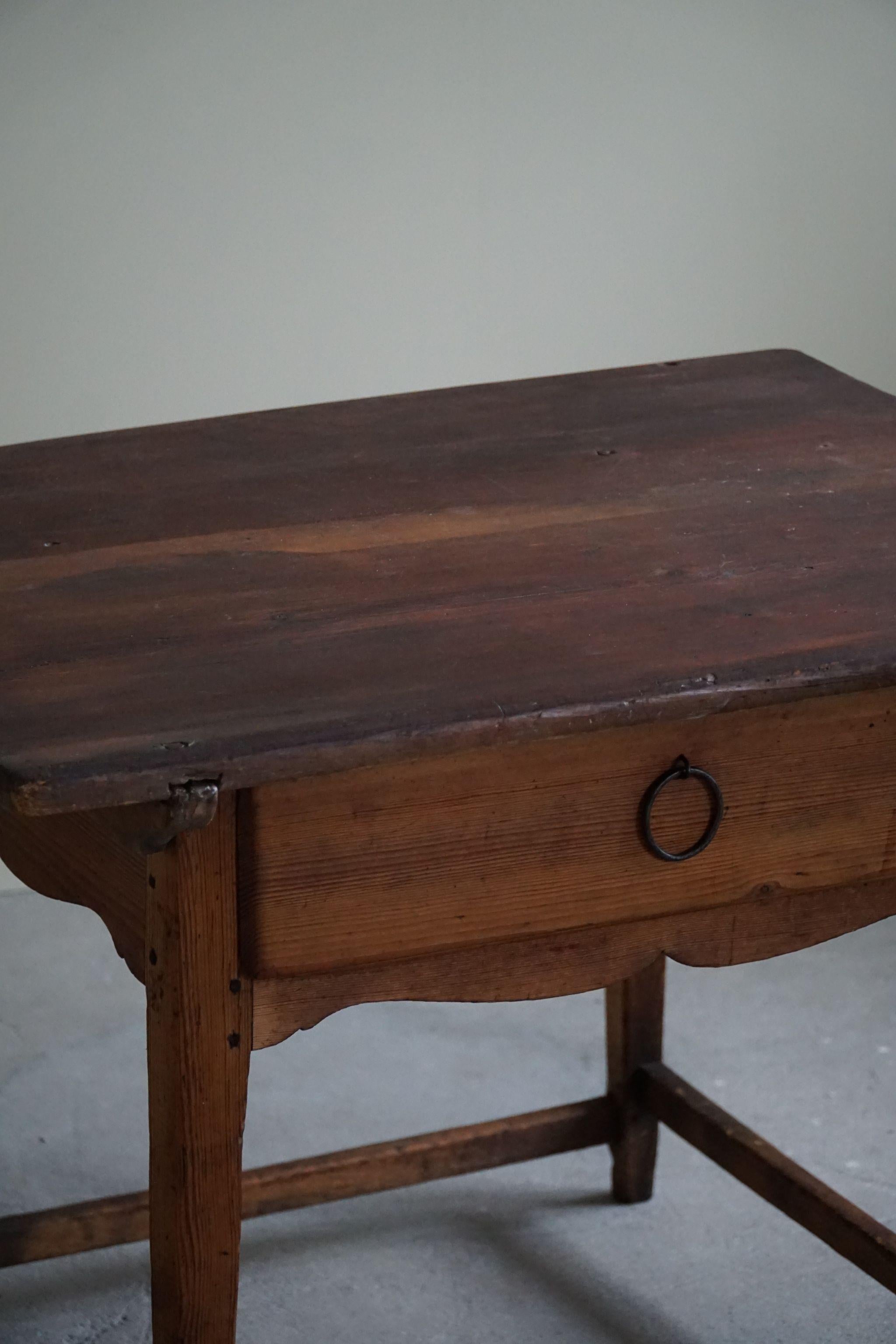 Primitive Hand Crafted Writing Desk in Pine, Made by a Swedish Carpenter, 1800s 8