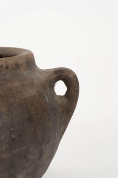 Primitive Hand-Thrown Handled Pottery Jar