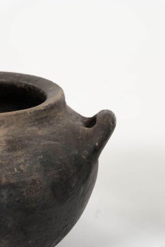 Primitive Hand-Thrown Handled Pottery Jar