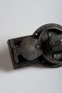Primitive Handwrought Decorative Lock with It's Original Key, Italy, circa 1600
