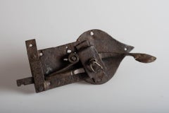 Primitive Hand Wrought Iron Lock with Forged Key and Keyhole, Italy, circa 1600