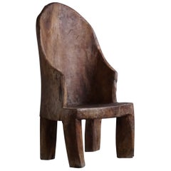 Silla Naga Highback Orgánica Primitiva Hecha a Mano en Teca Maciza, Estilo Wabi Sabi