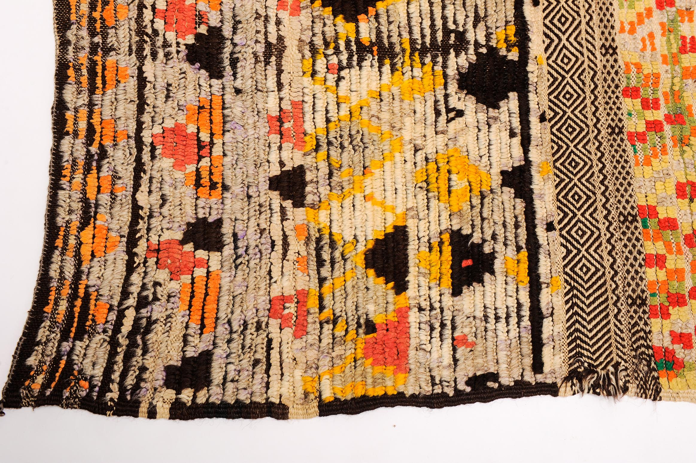 Hand-Knotted Primitive Taste Moroccan Zenaga Rug as Modern Artwork, 1960s