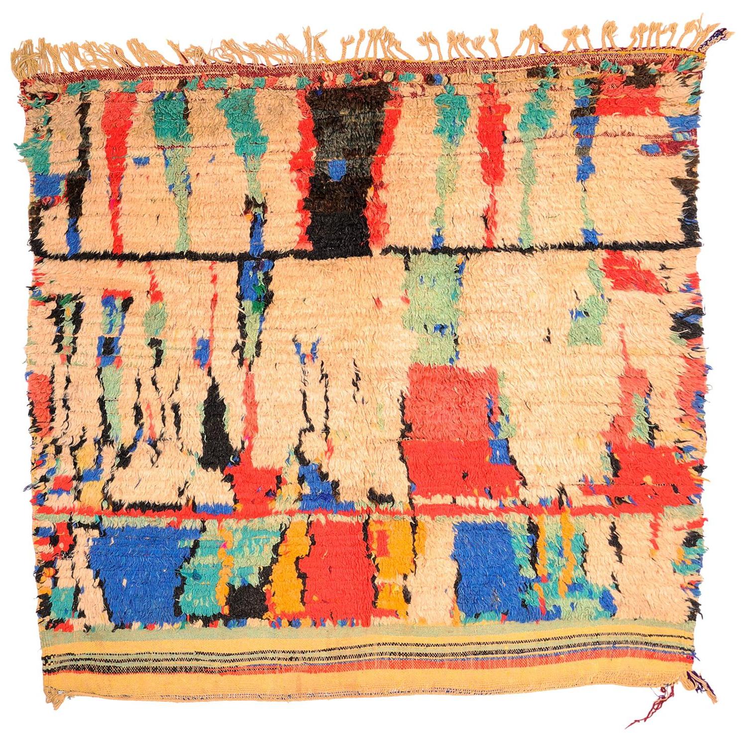 Moroccan Primitive Azilal Rug as Modern Artwork with Shag Pile