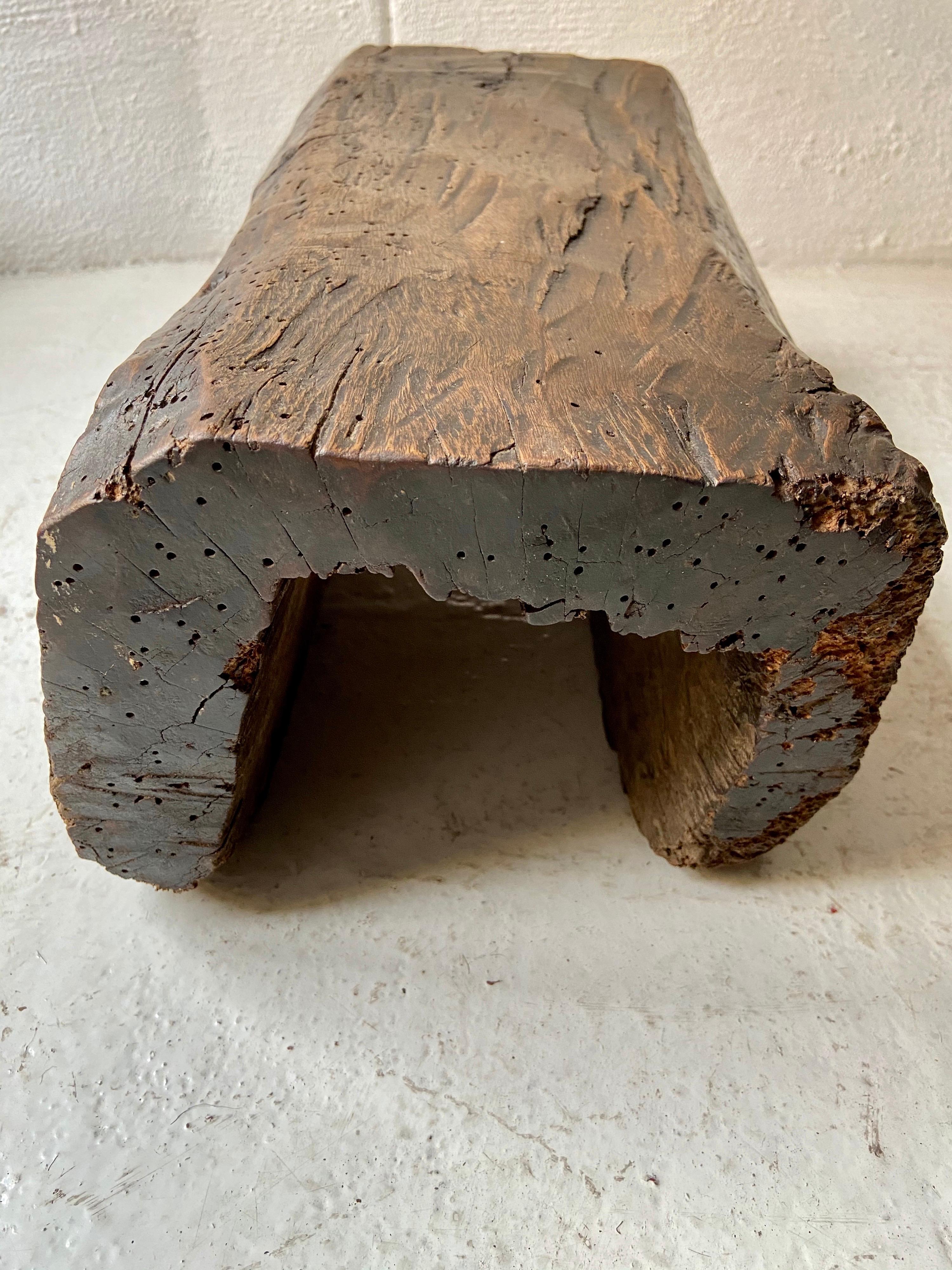 Primitive Hardwood Dining Stool, circa Early 20th Century, Mexico In Distressed Condition In San Miguel de Allende, Guanajuato