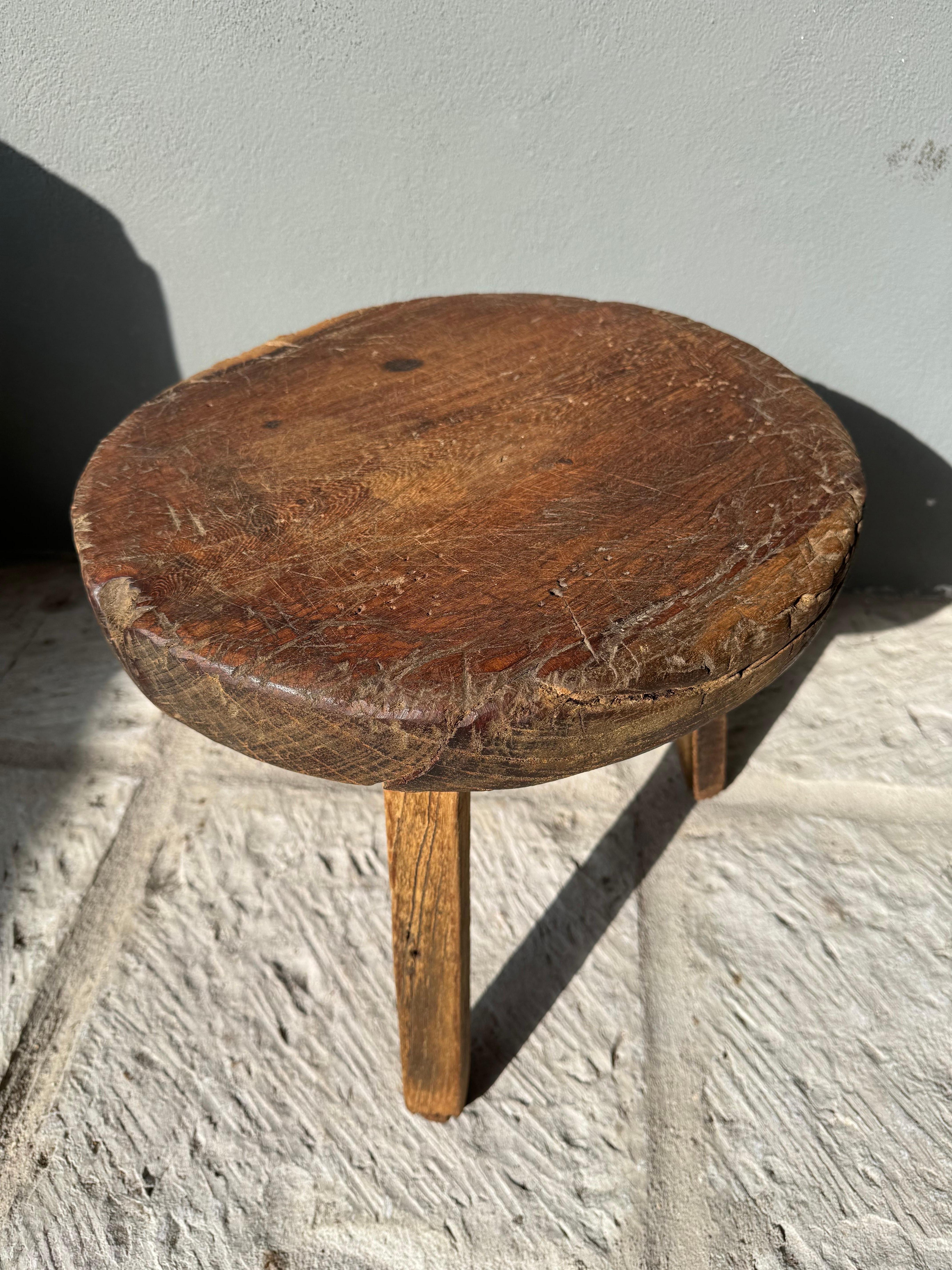 Hand-Carved Primitive Hardwood Low Table From Mexico, Circa 1970´s