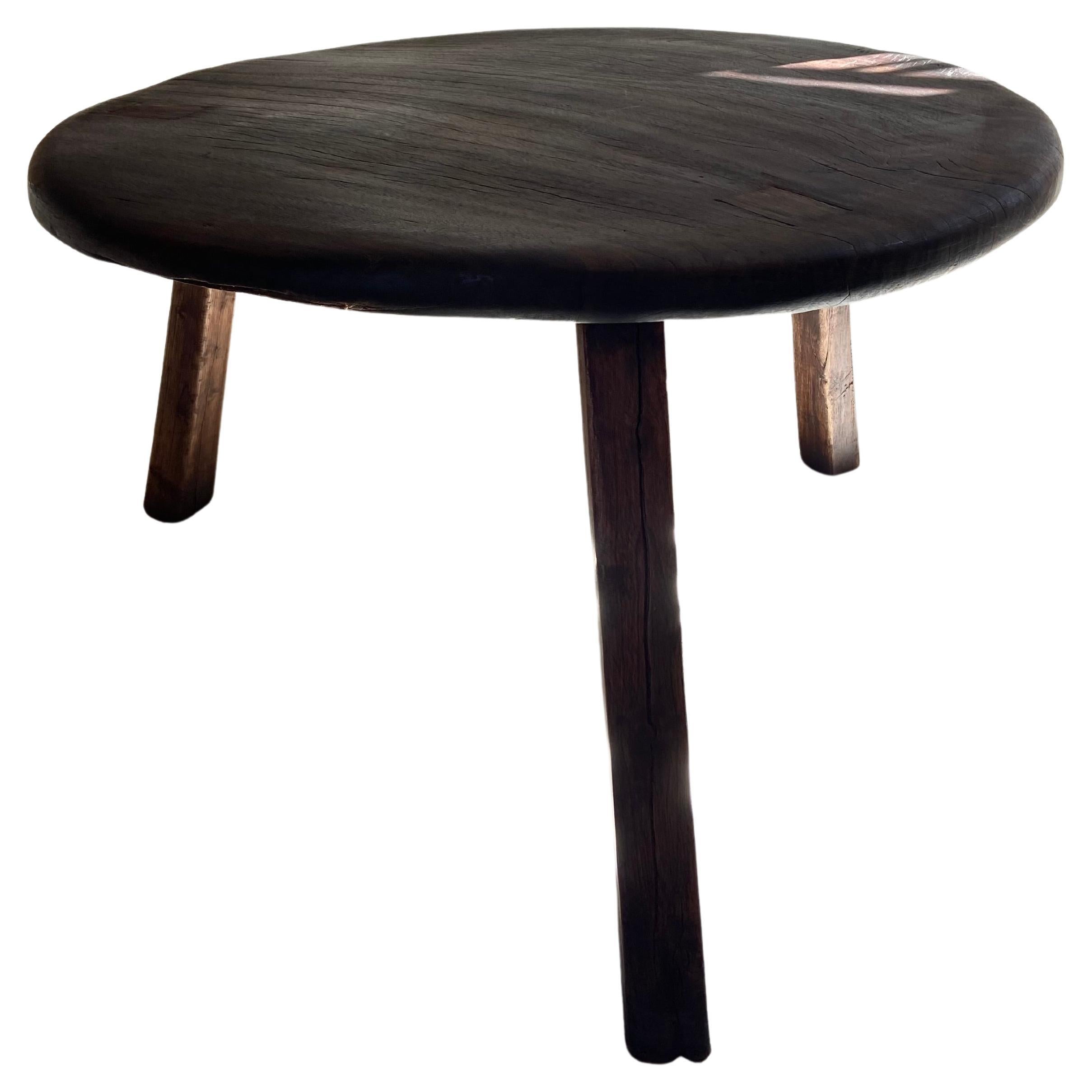 Primitive Hardwood Round Table by Artefakto For Sale