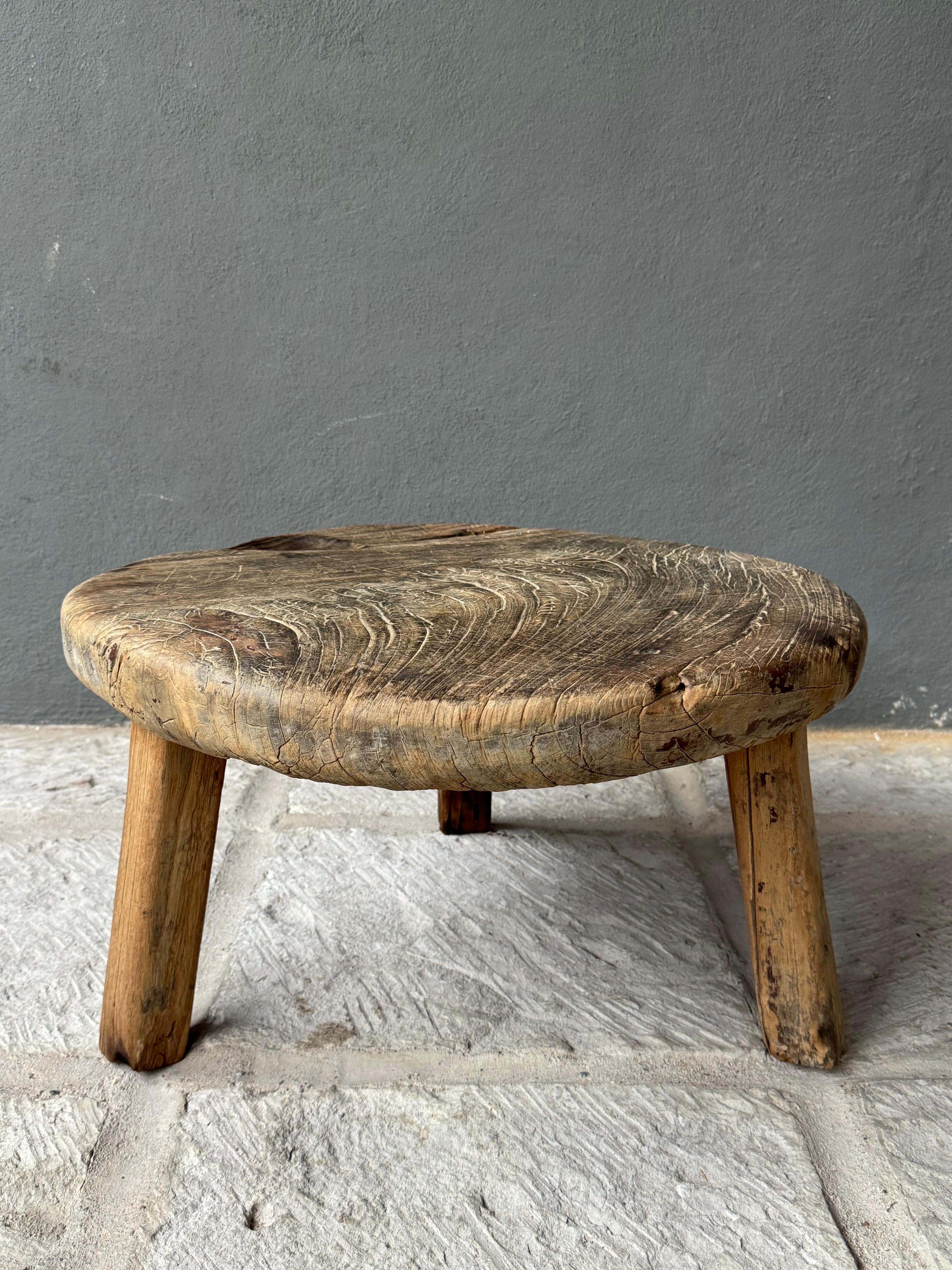 Primitive hardwood round table from Central Yucatan, Mexico, late 20th century.
These tables are all hand-carved and one-of-a-kind. Each piece bears its own soul with regards to the kind of wood that was used, its wear and age, the color scheme
