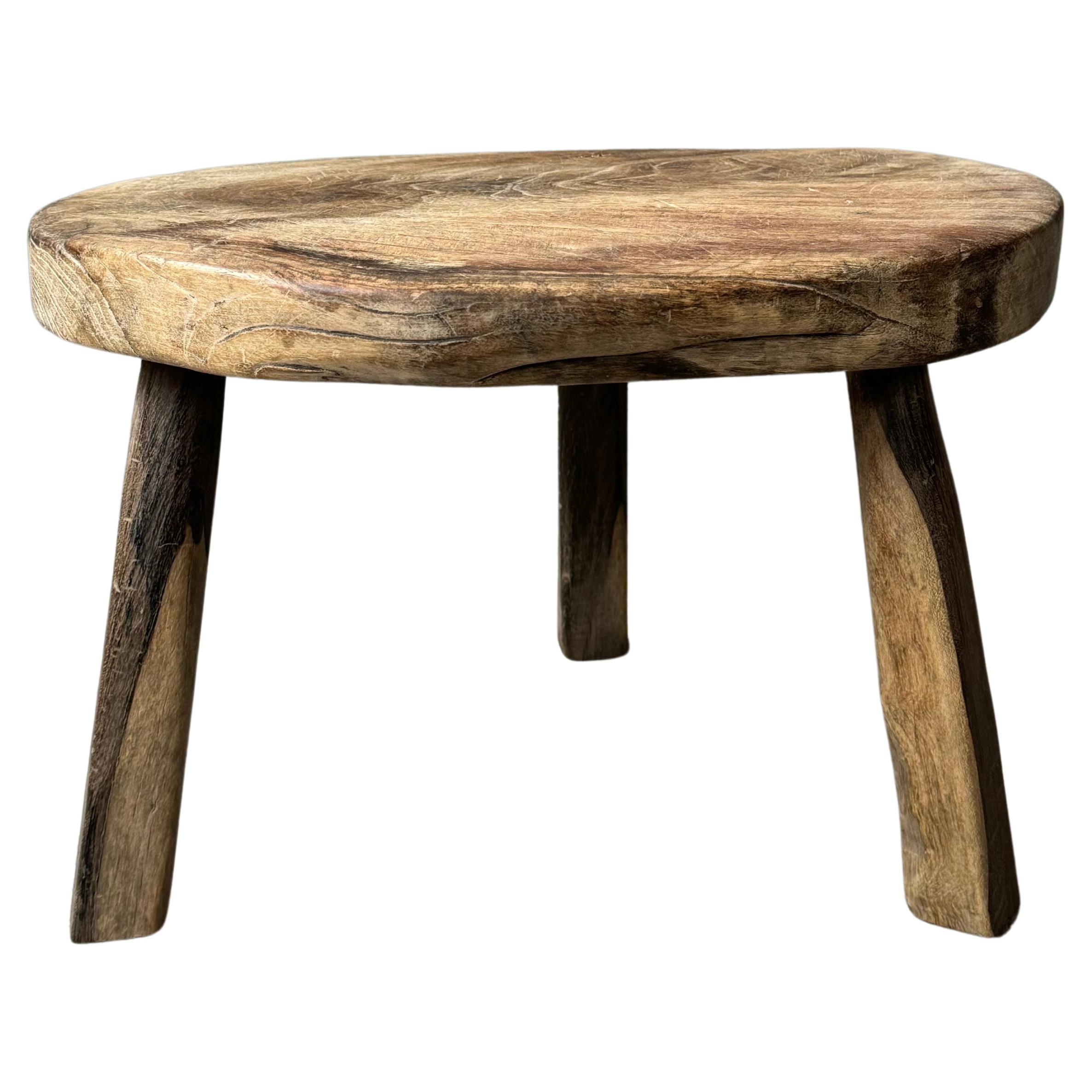 Primitive Hardwood Round Table From Central Yucatan, Mexico, Late 20th Century For Sale