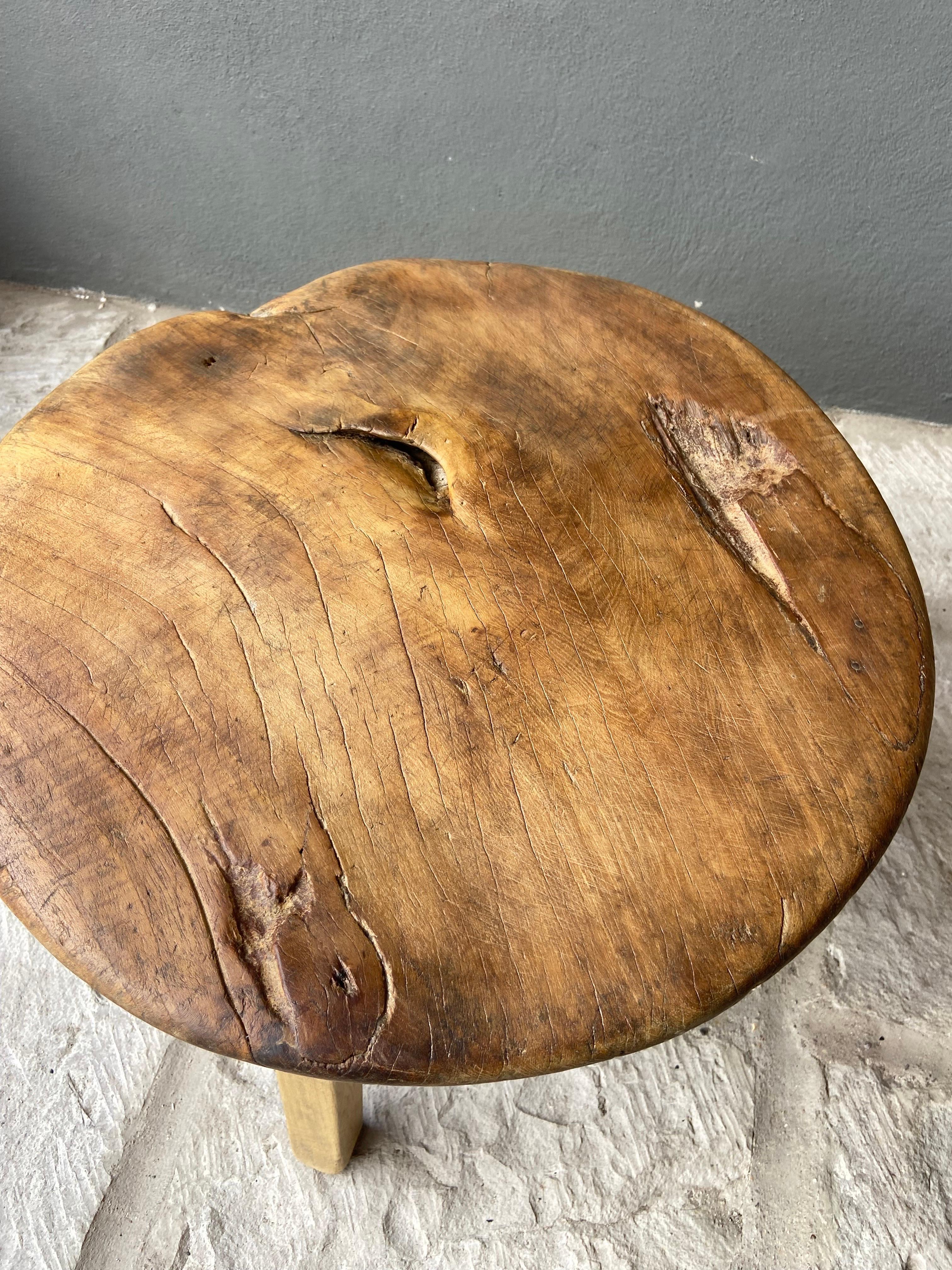 Late 20th Century Primitive Hardwood Round Table From Yucatan, Mexico, Circa 1970´s