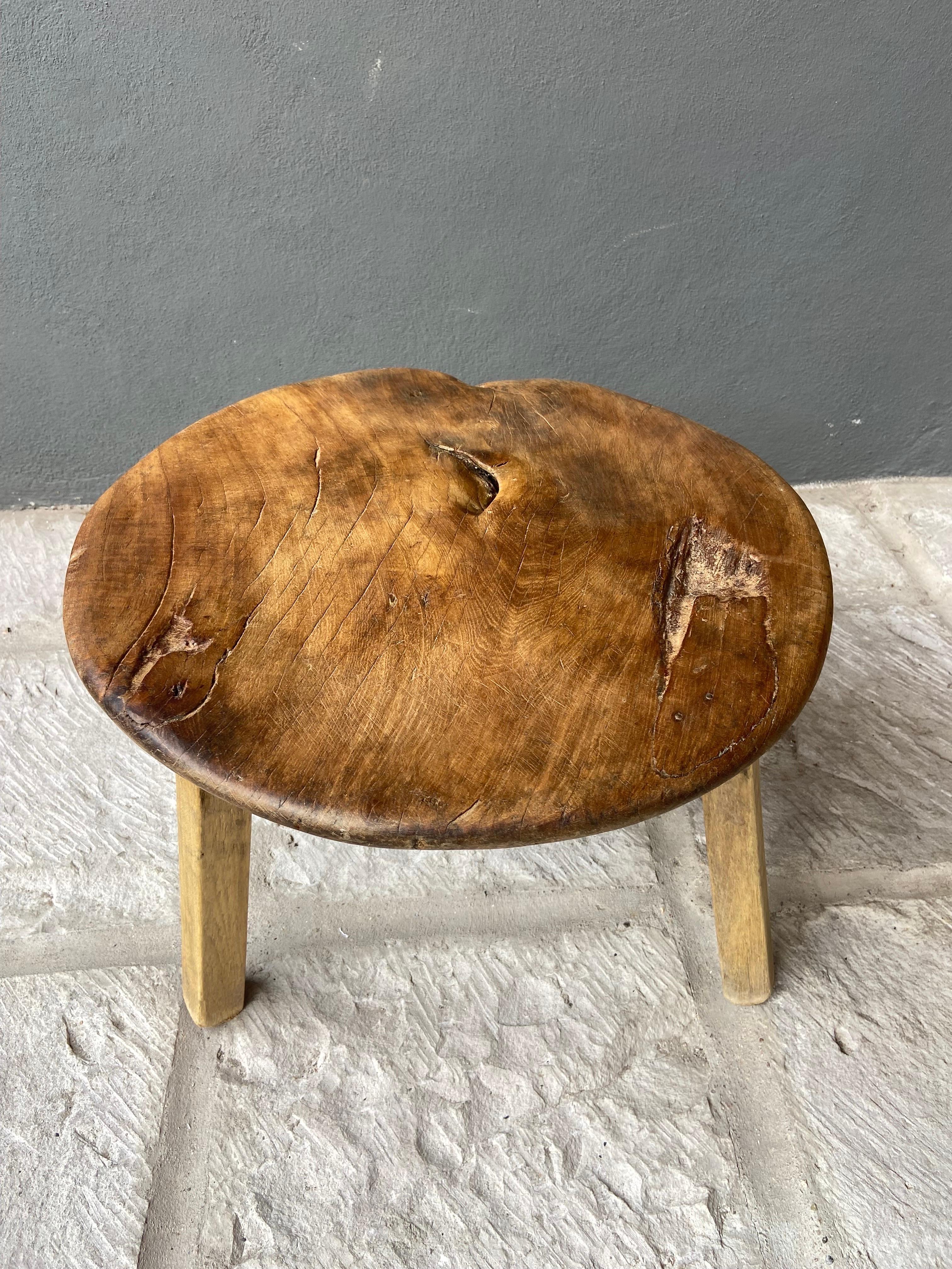Primitive Hardwood Round Table From Yucatan, Mexico, Circa 1970´s 2