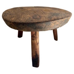 Primitive Hardwood Round Table from Yucatan, Mexico, Circa 1970's