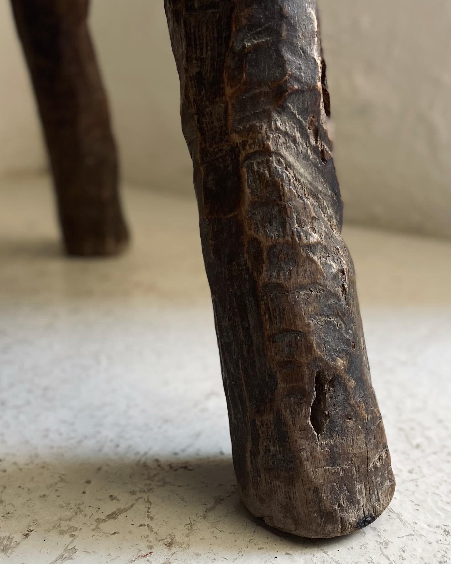 Modern Primitive Hardwood Stool by Artefakto For Sale