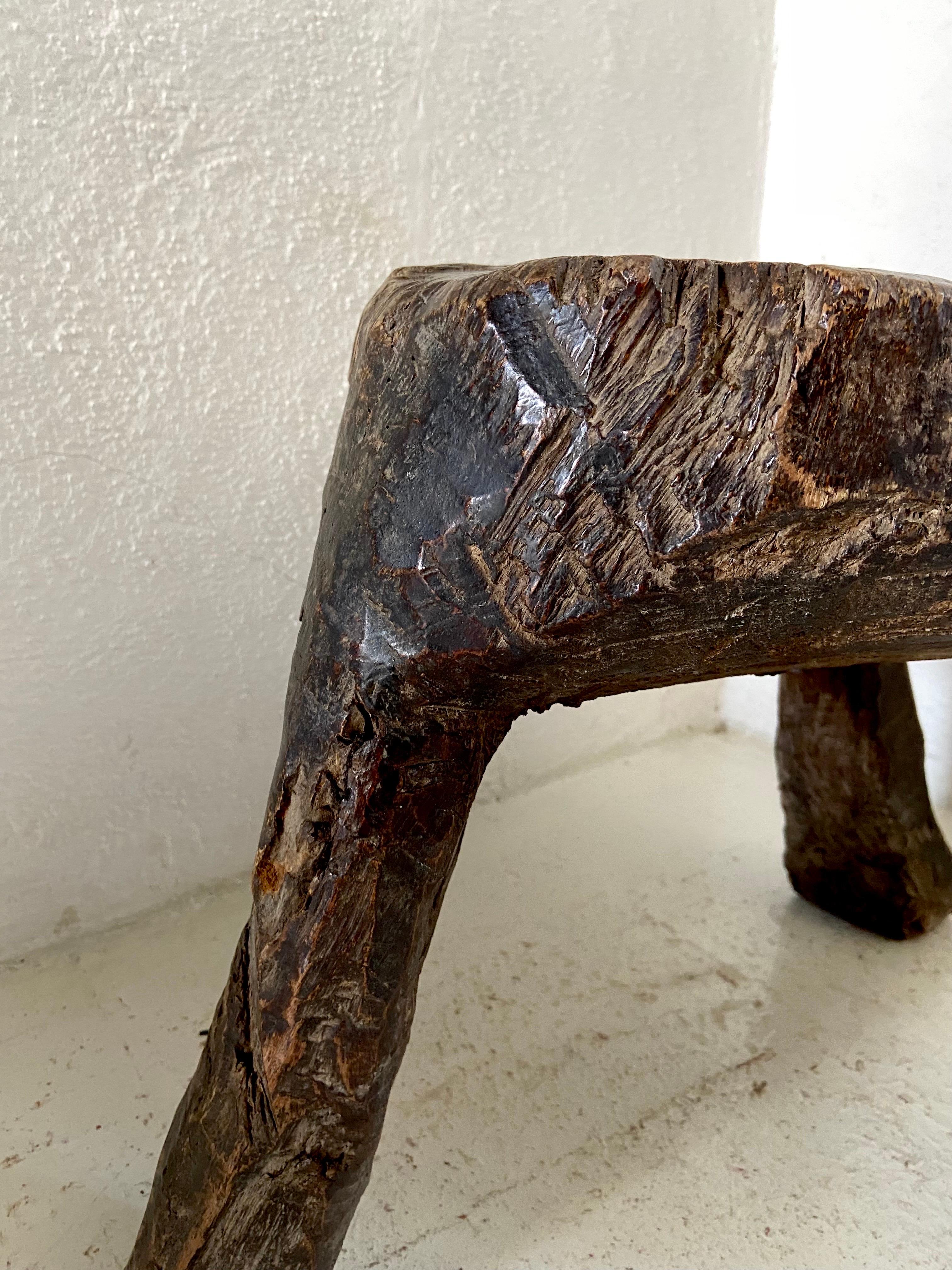 Primitive Hardwood Stool from Mexico For Sale at 1stDibs