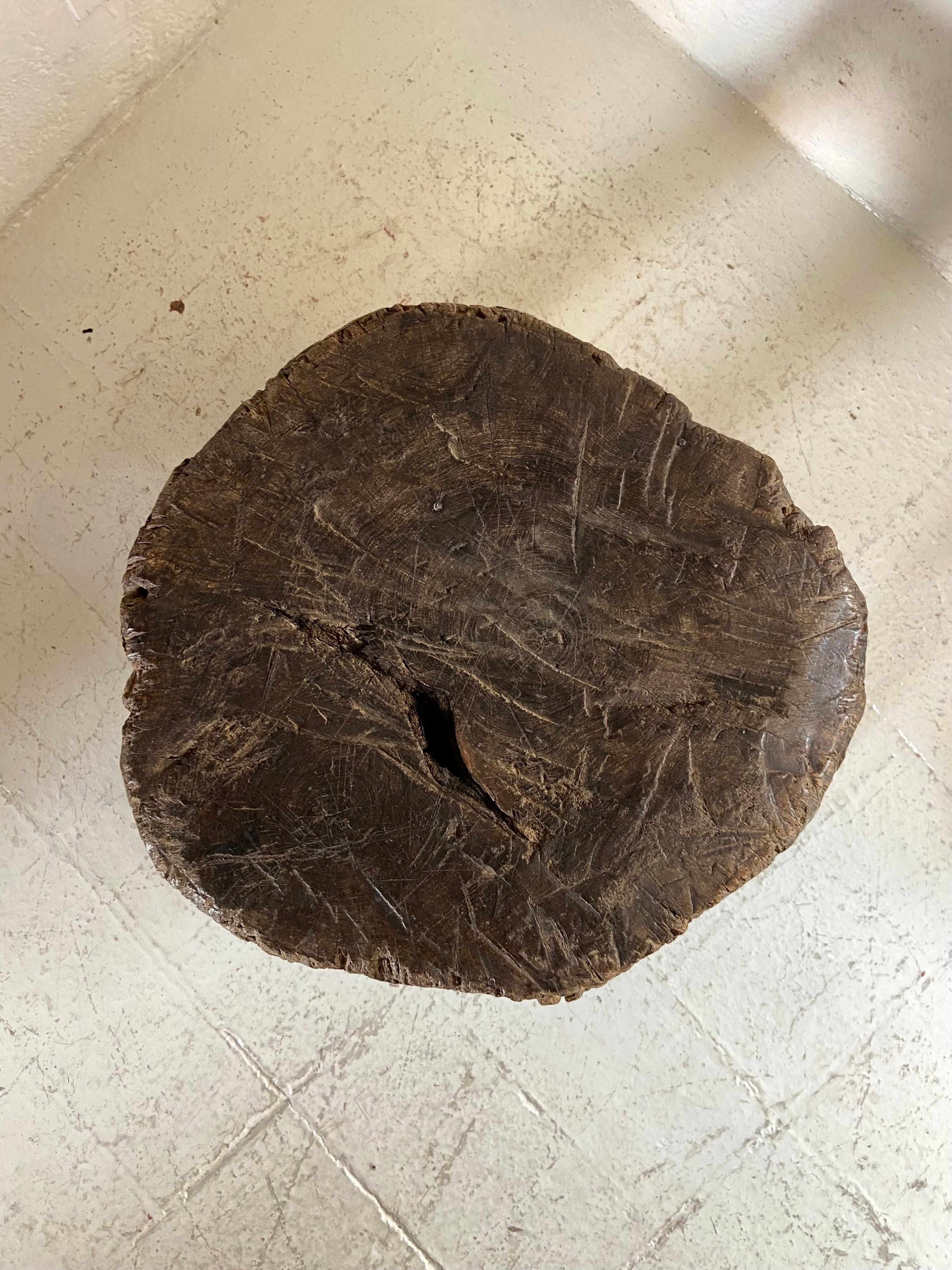 Primitive Hardwood Stool from Mexico For Sale at 1stDibs