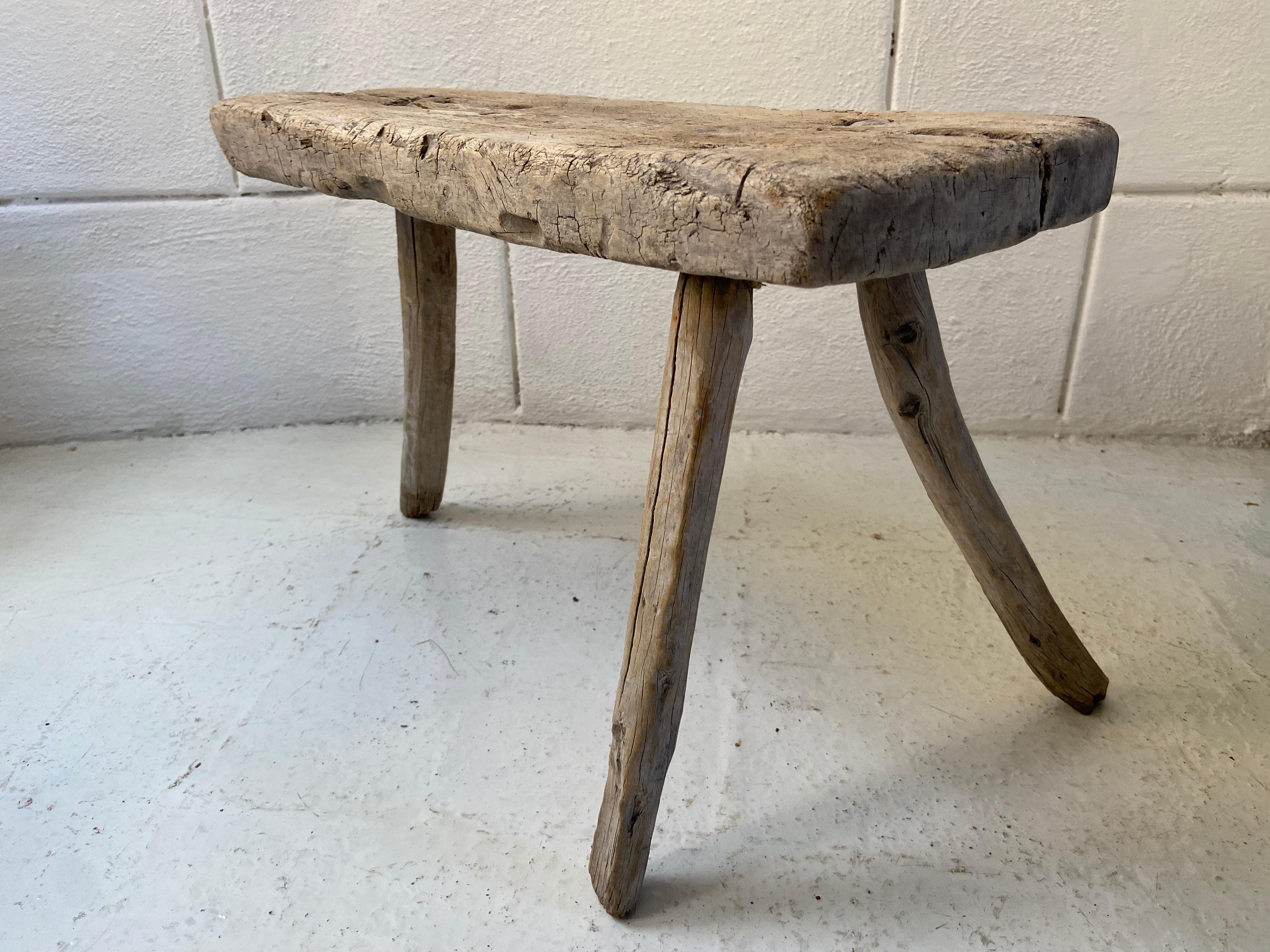 20th Century Primitive Hardwood Stool from Mexico