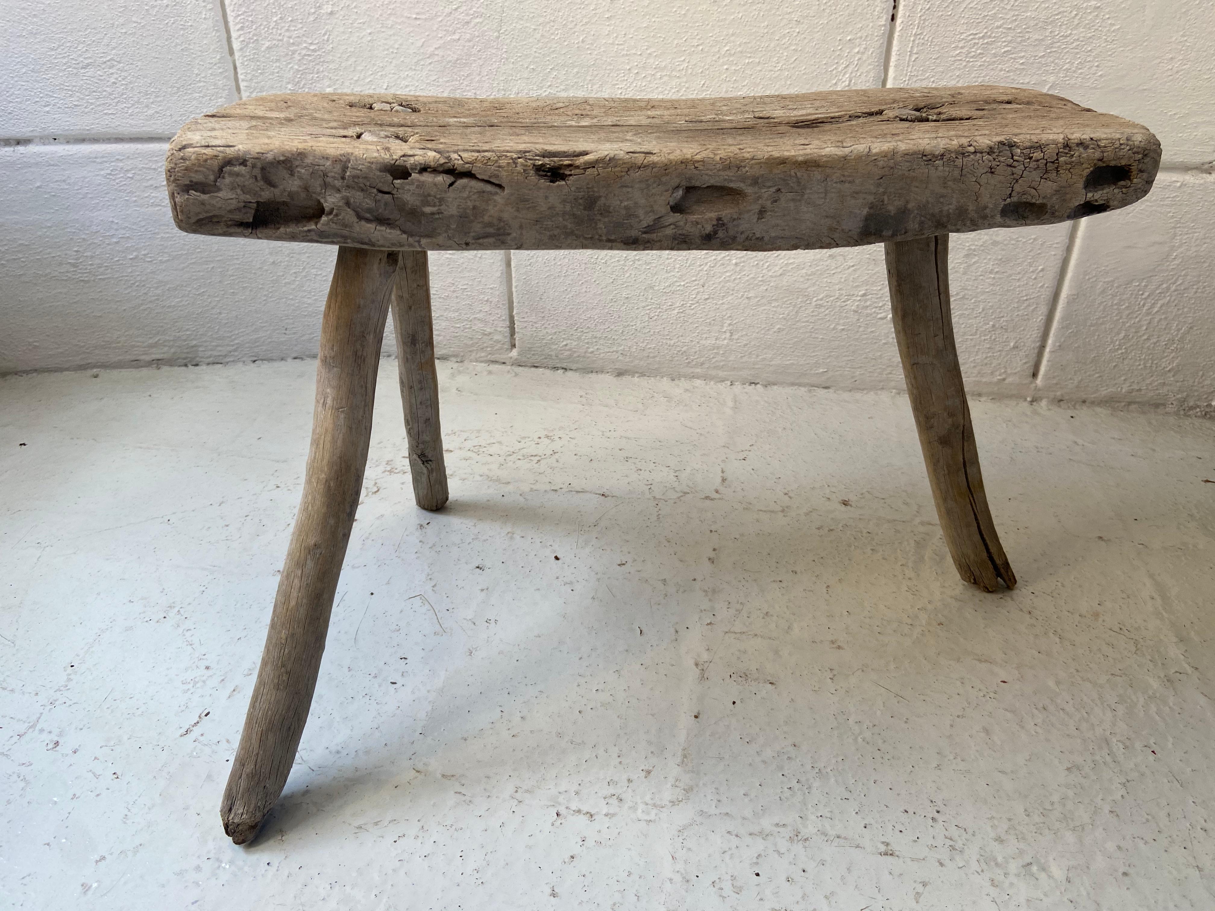 Primitive Hardwood Stool from Mexico 2