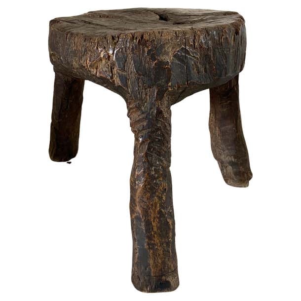 Primitive Hardwood Stool from Mexico For Sale at 1stDibs