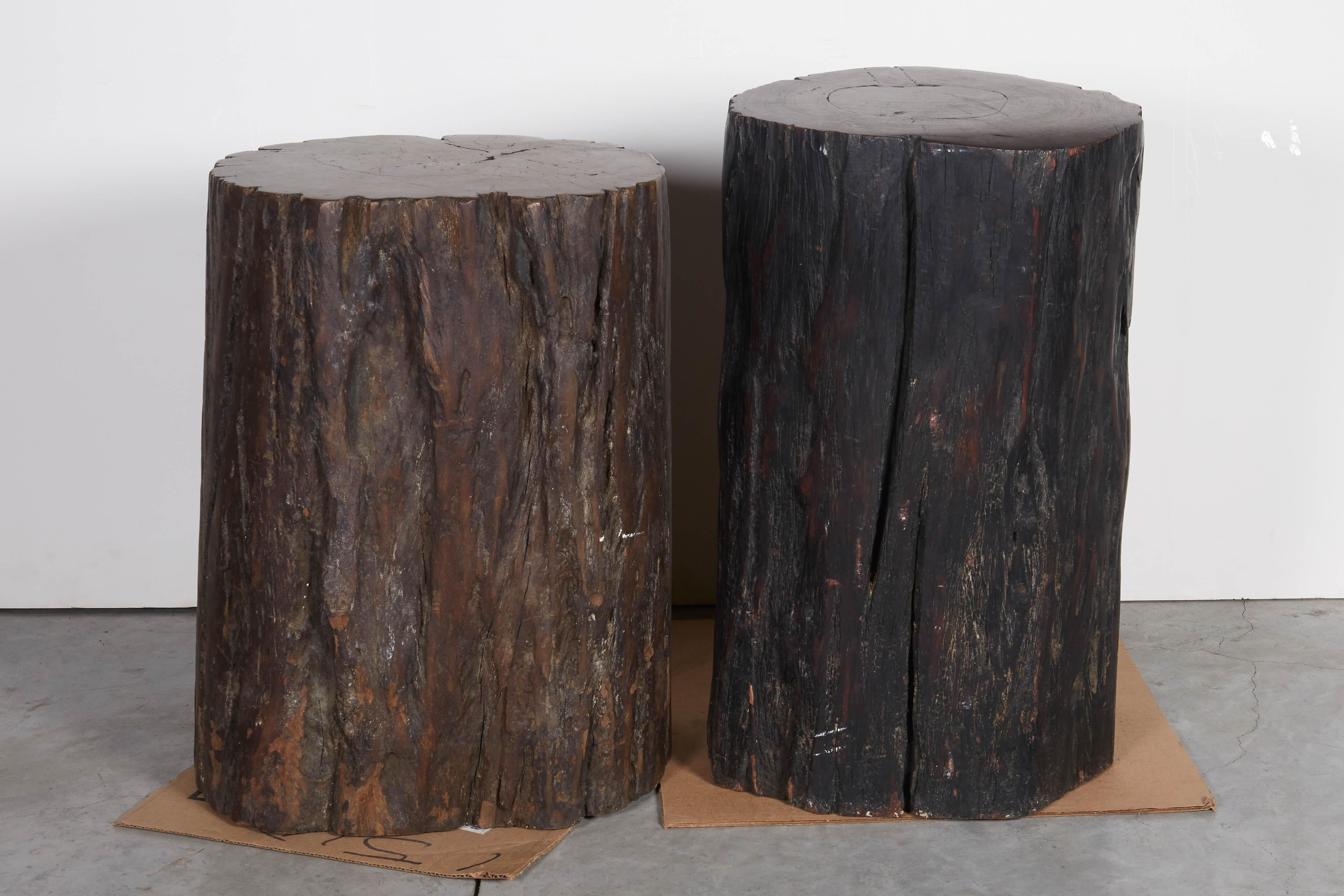 20th Century Primitive, Heavy Tree Stump Stools, Side Tables