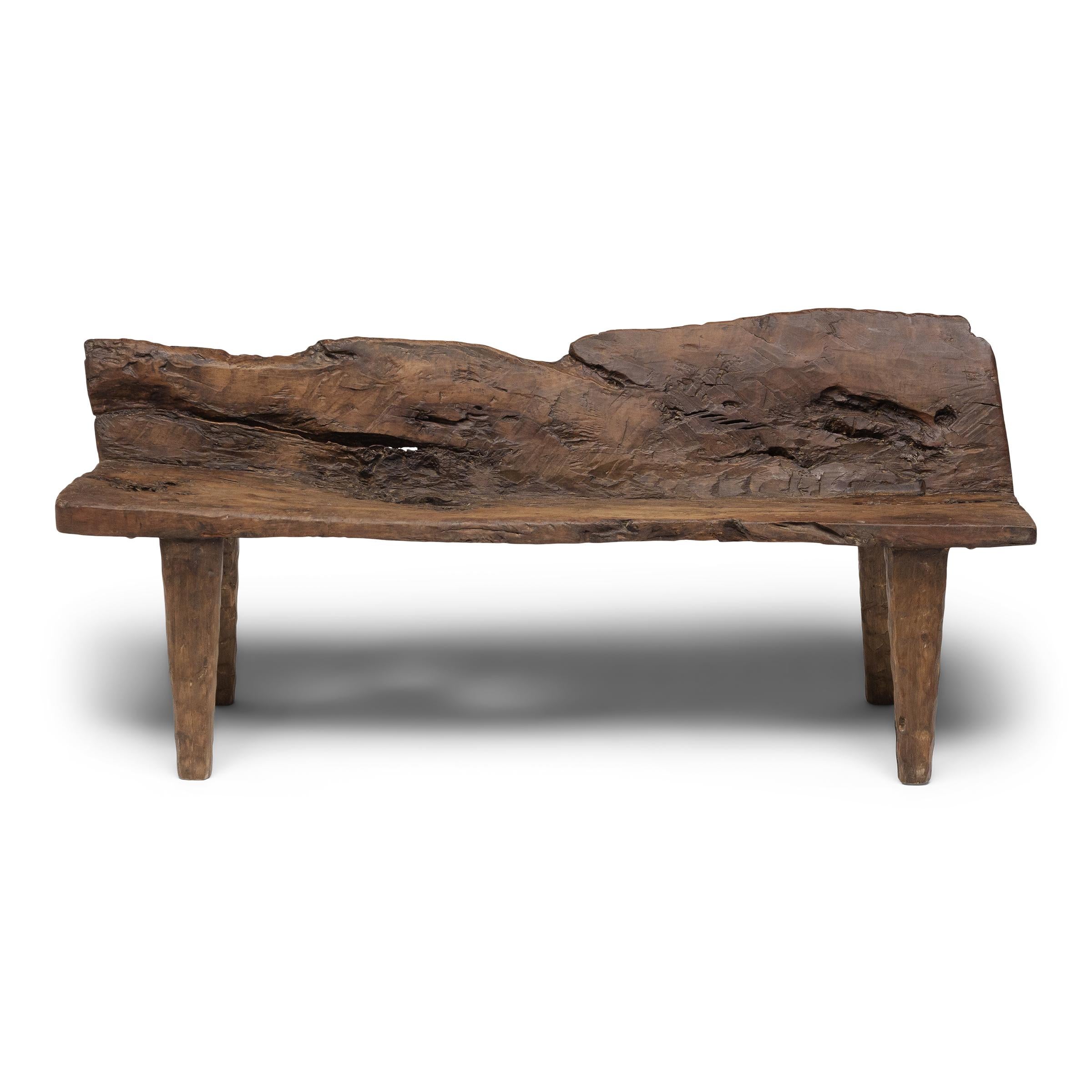 Primitive Hewn Log Bench In Good Condition In Chicago, IL