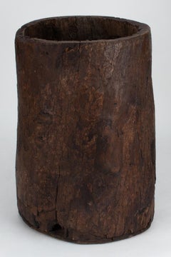 Primitive Wabi-Sabi Hollowed Oak Tree Trunk Vessel, Belgium ca. 1900