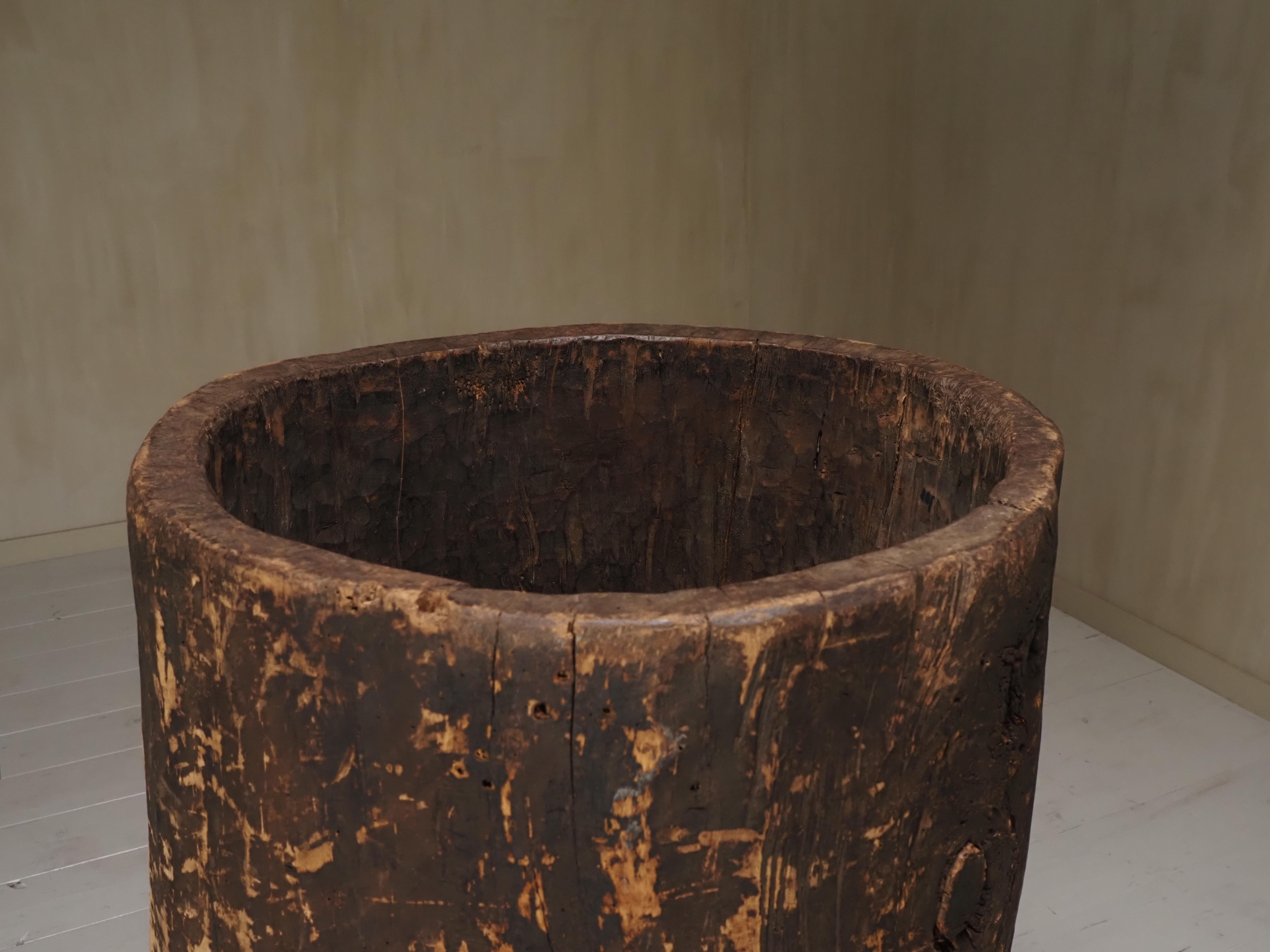 Jardinière primitive en tronc d'arbre creusé en vente 8