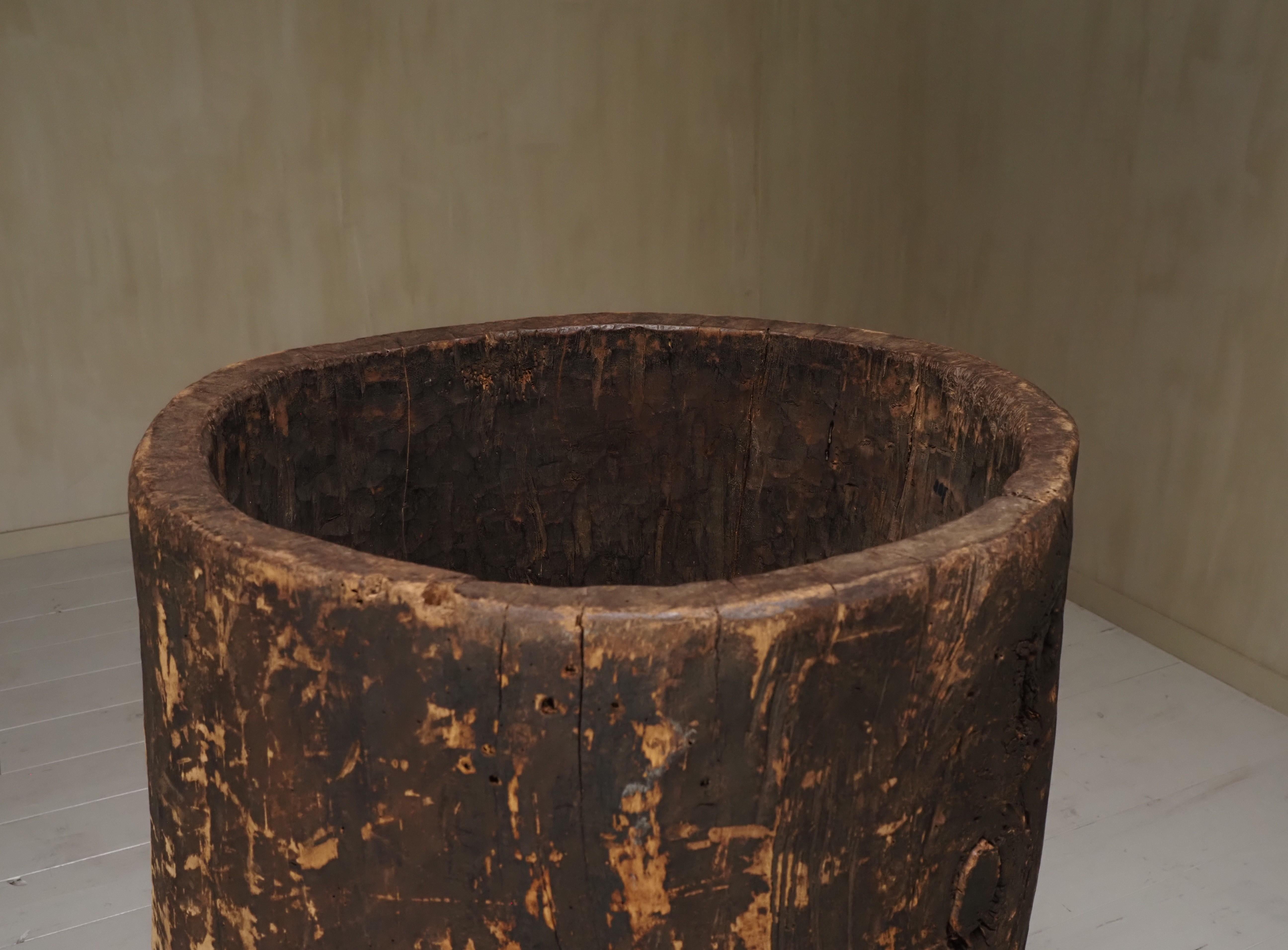 Jardinière primitive en tronc d'arbre creusé en vente 9