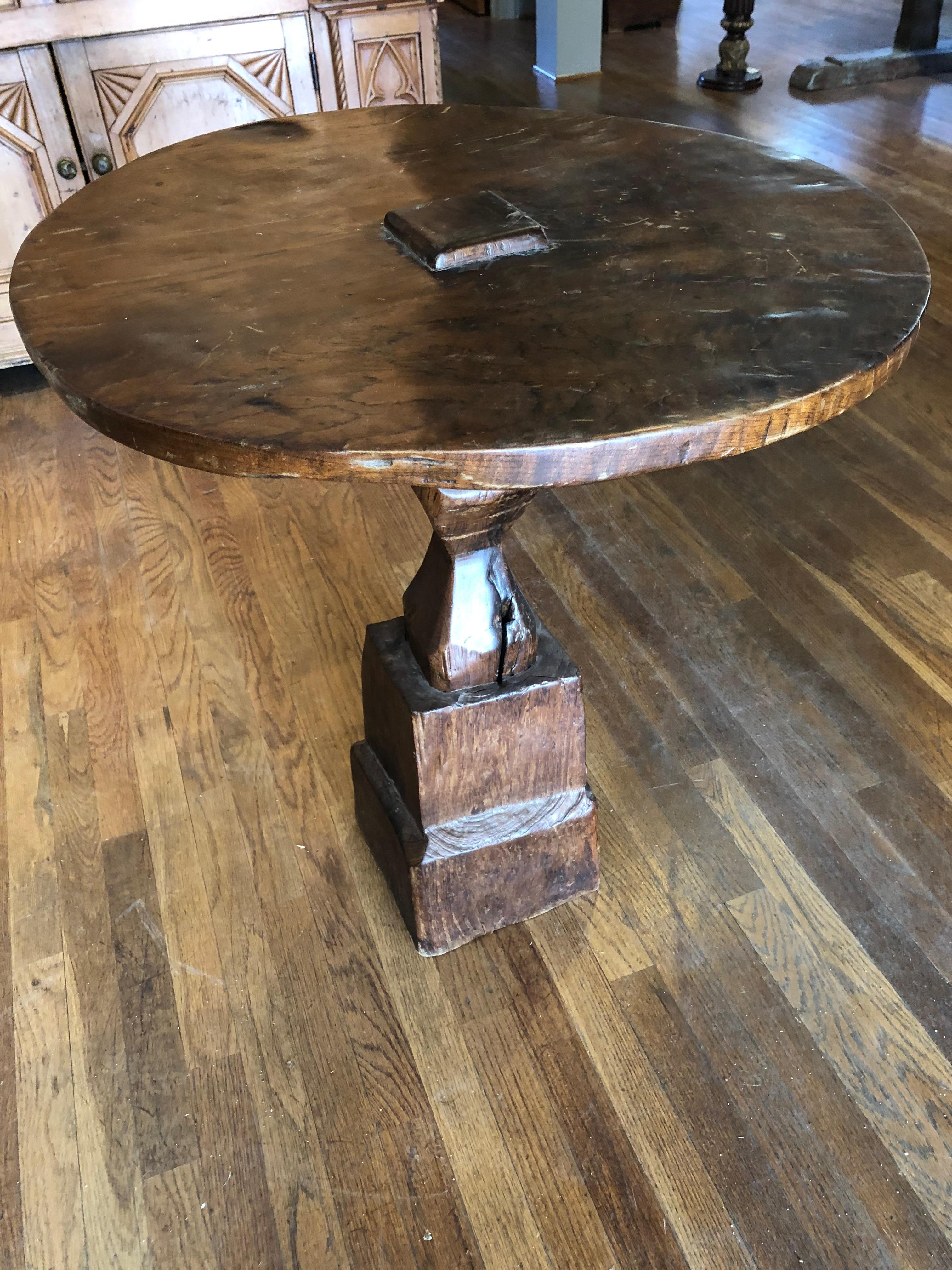 Primitive Indonesian Side Table with Round Top 1