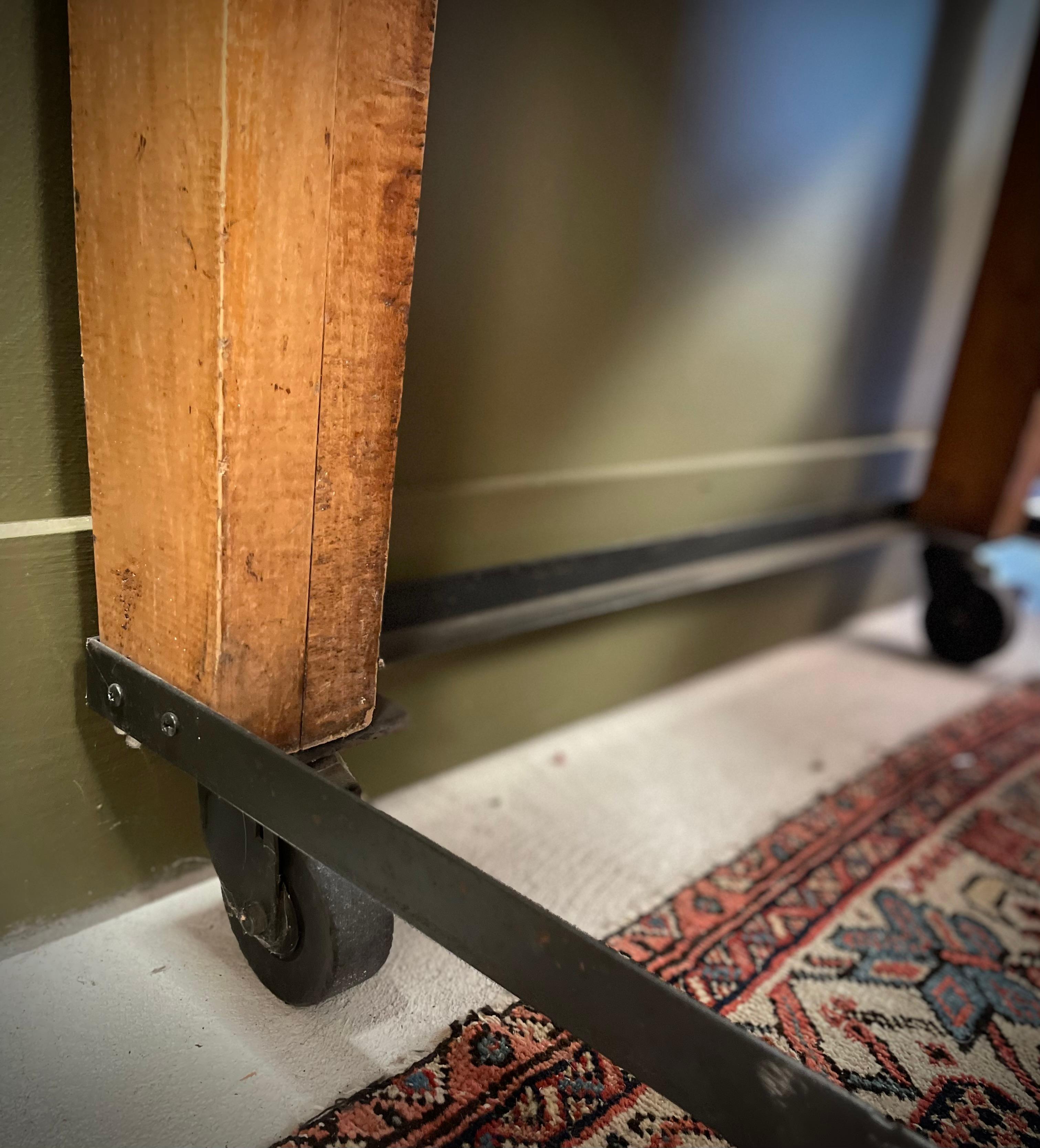 Primitive Industrial Butcher Block Rolling Kitchen Island /Work Table on Casters For Sale 7