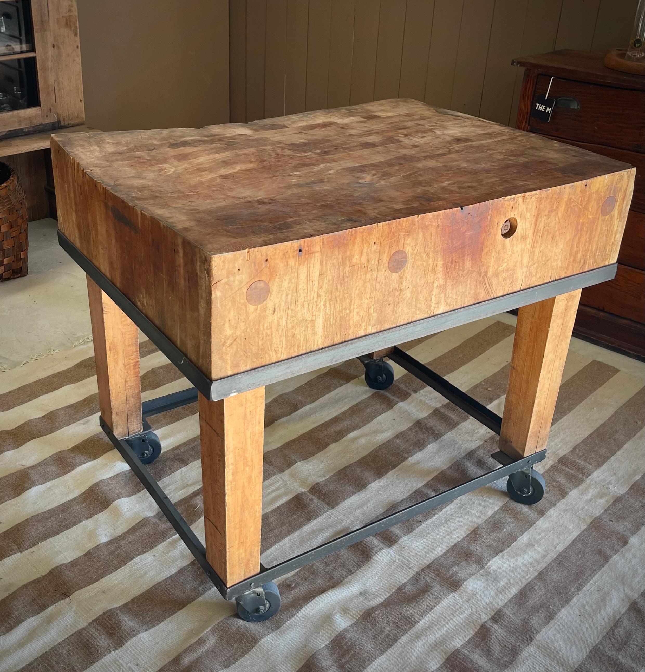 The beefy butcher block table was born out of necessity due to the need for an every day piece that could handle the almost constant use of meal preparation. From family farms to butchers and seafood stores, these pieces had to be built to last and