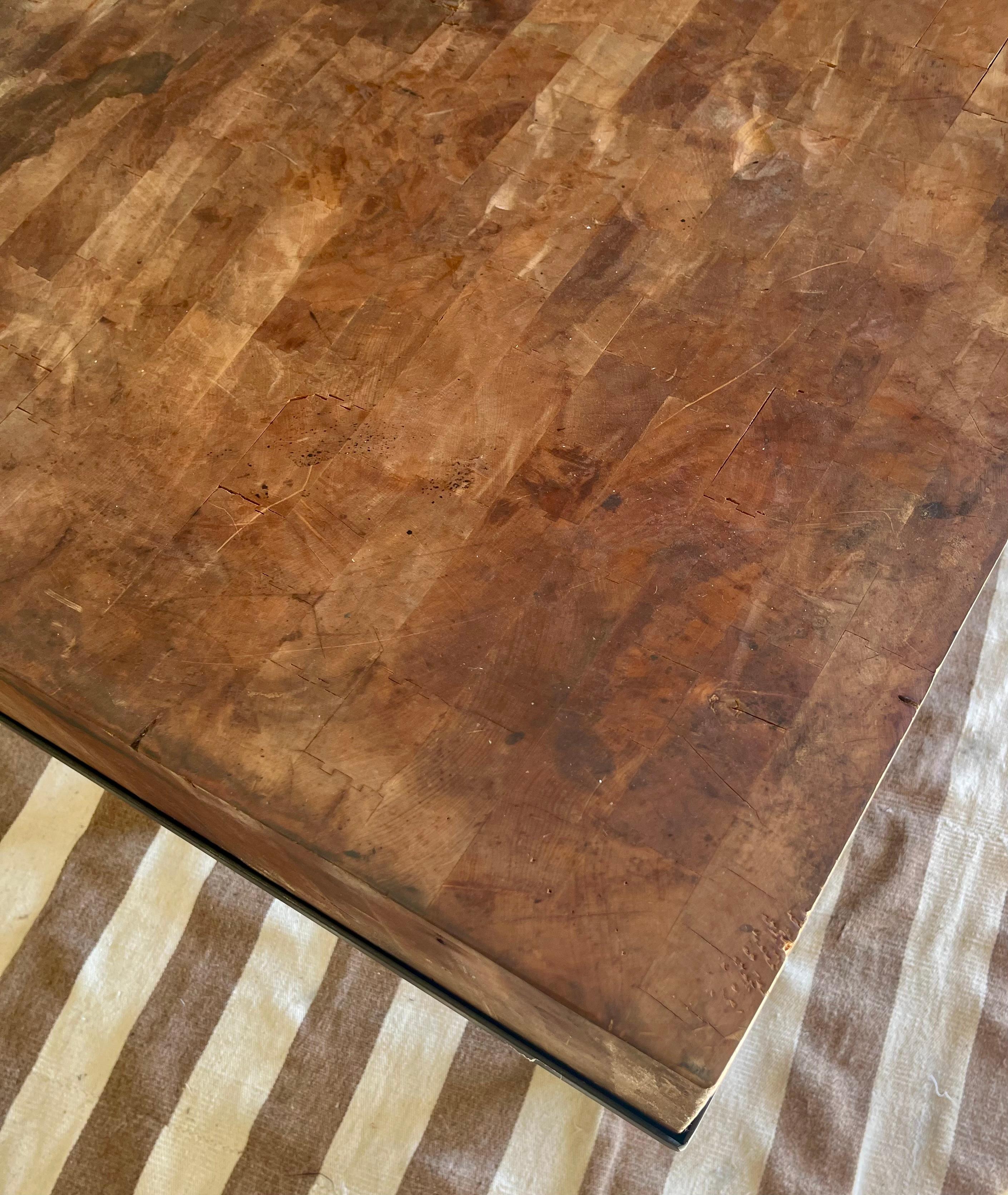 Primitive Industrial Butcher Block Rolling Kitchen Island /Work Table on Casters In Good Condition For Sale In Mckinney, TX