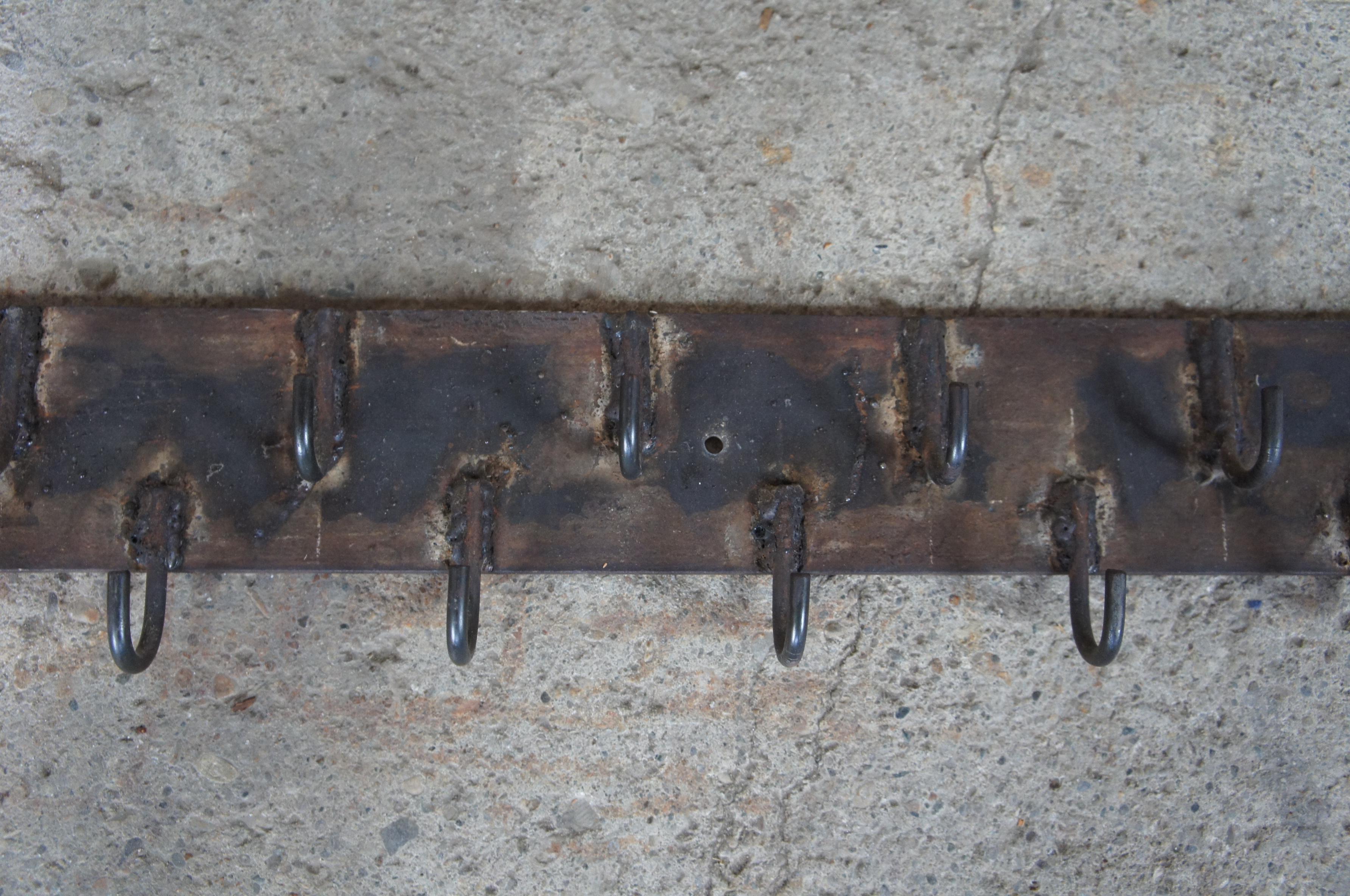 Primitive Industrial Iron Pot Hanging Butcher Rack Coat Hat Hall Tree ...