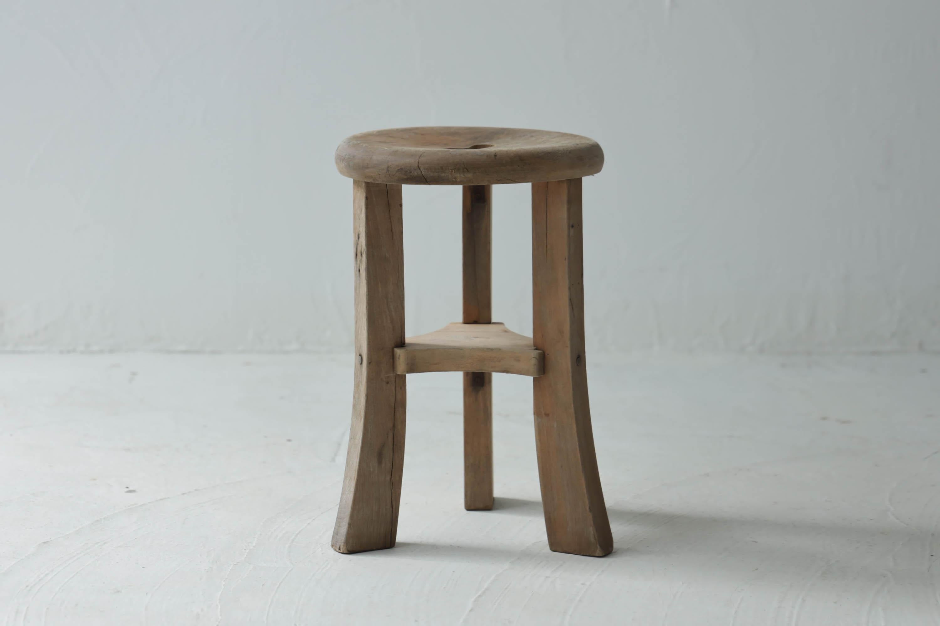 Taisho Primitive Japanese Wooden Stools, Wabi-Sabi Stool