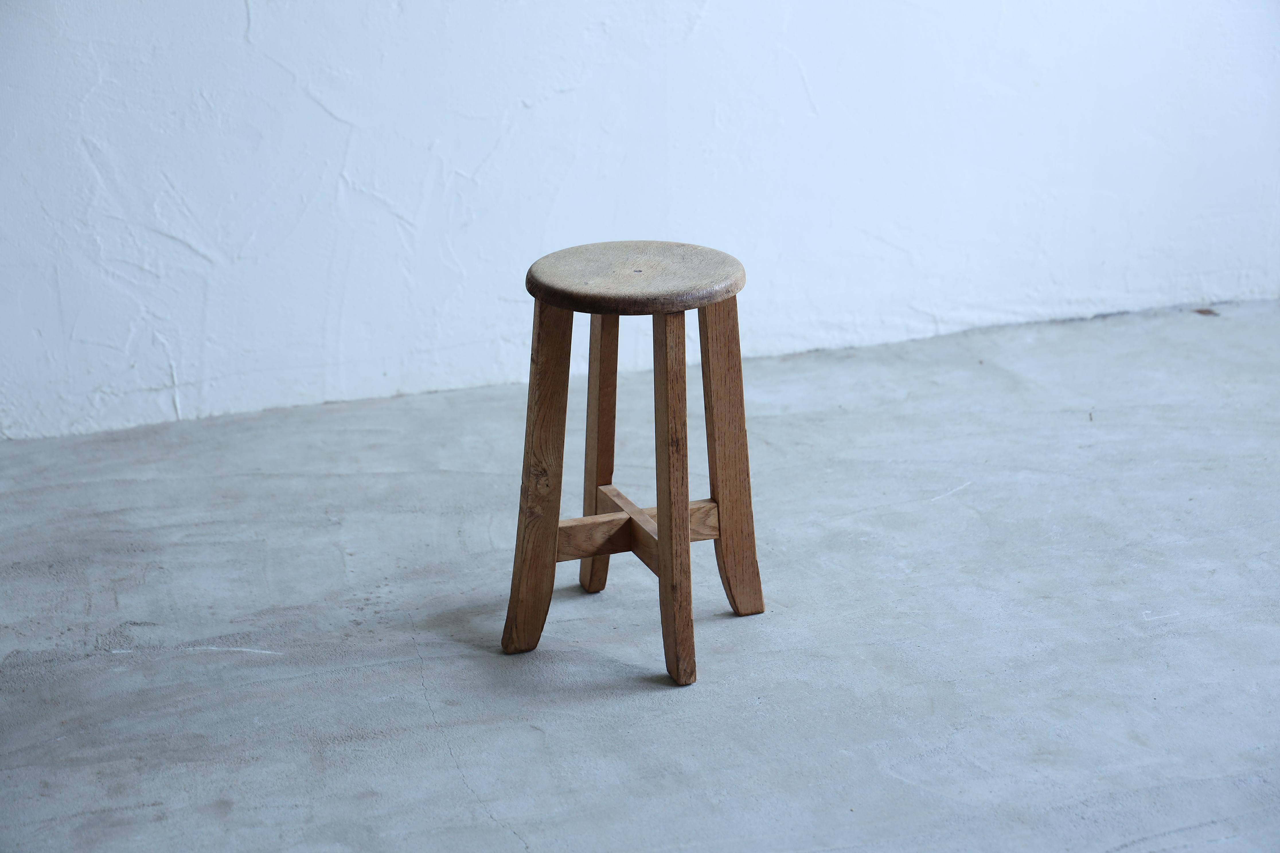 Taisho Primitive Japanese Wooden Stools, Wabi-Sabi Stool