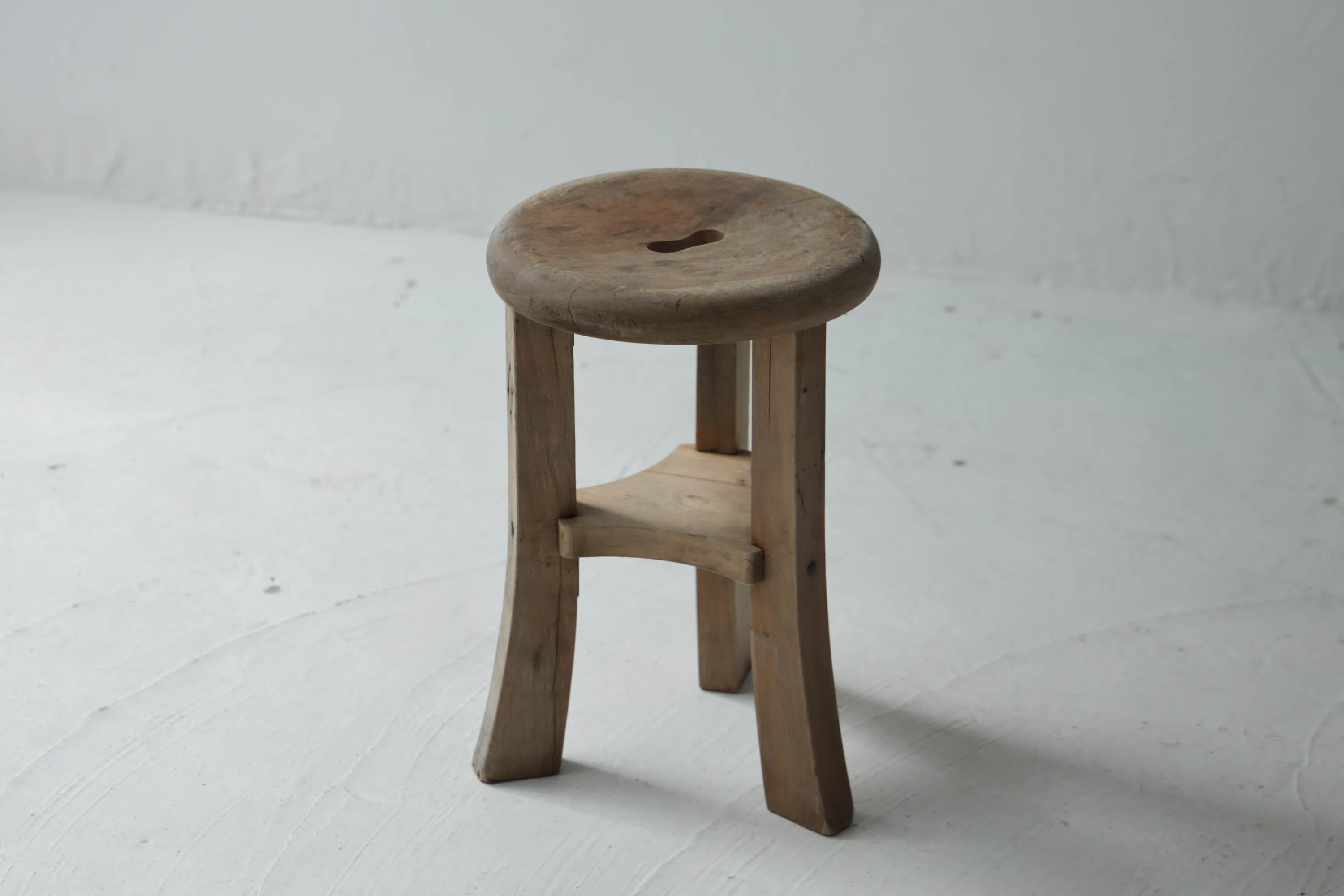Hand-Carved Primitive Japanese Wooden Stools, Wabi-Sabi Stool