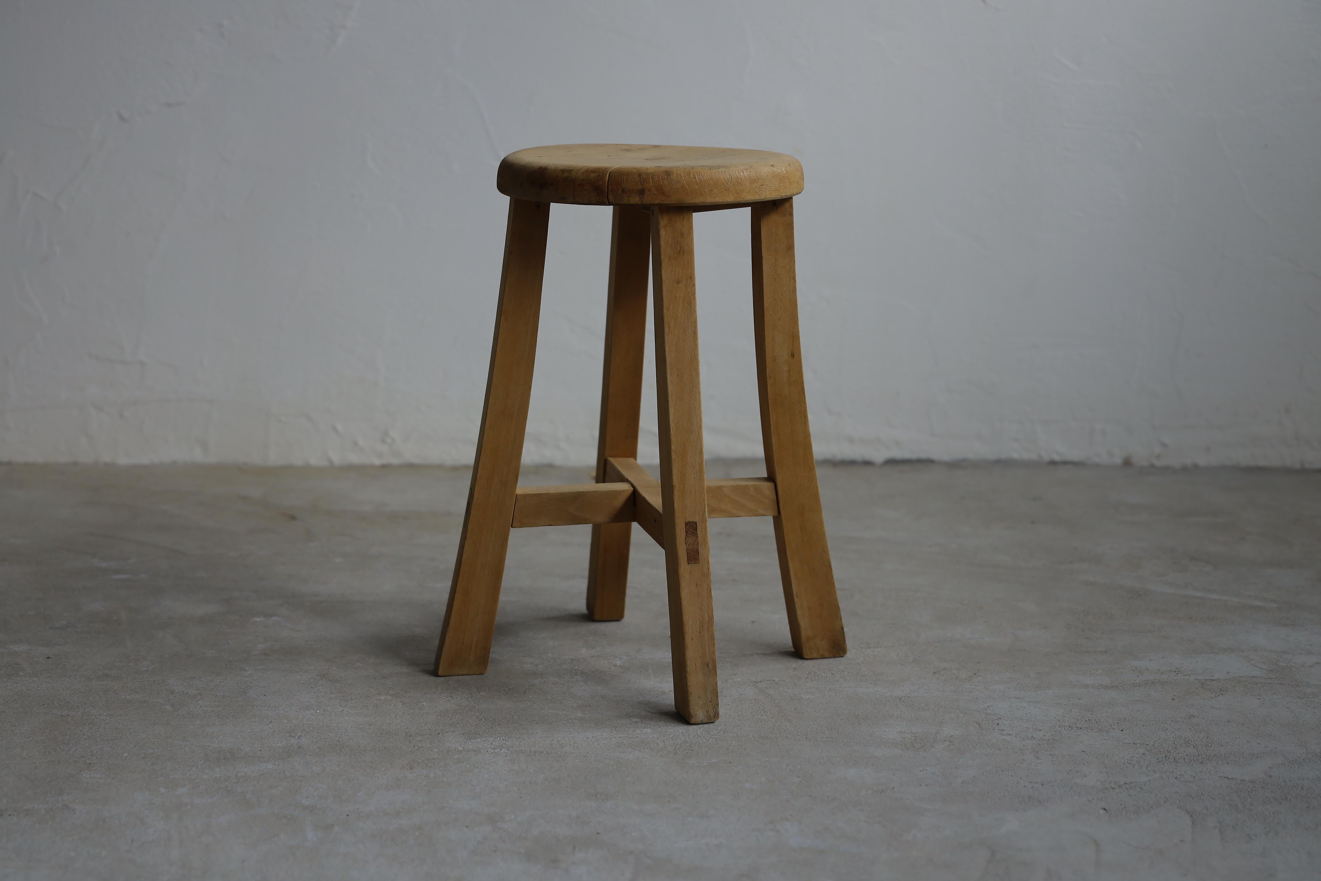Hand-Carved Primitive Japanese Wooden Stools, Wabi-Sabi Stool