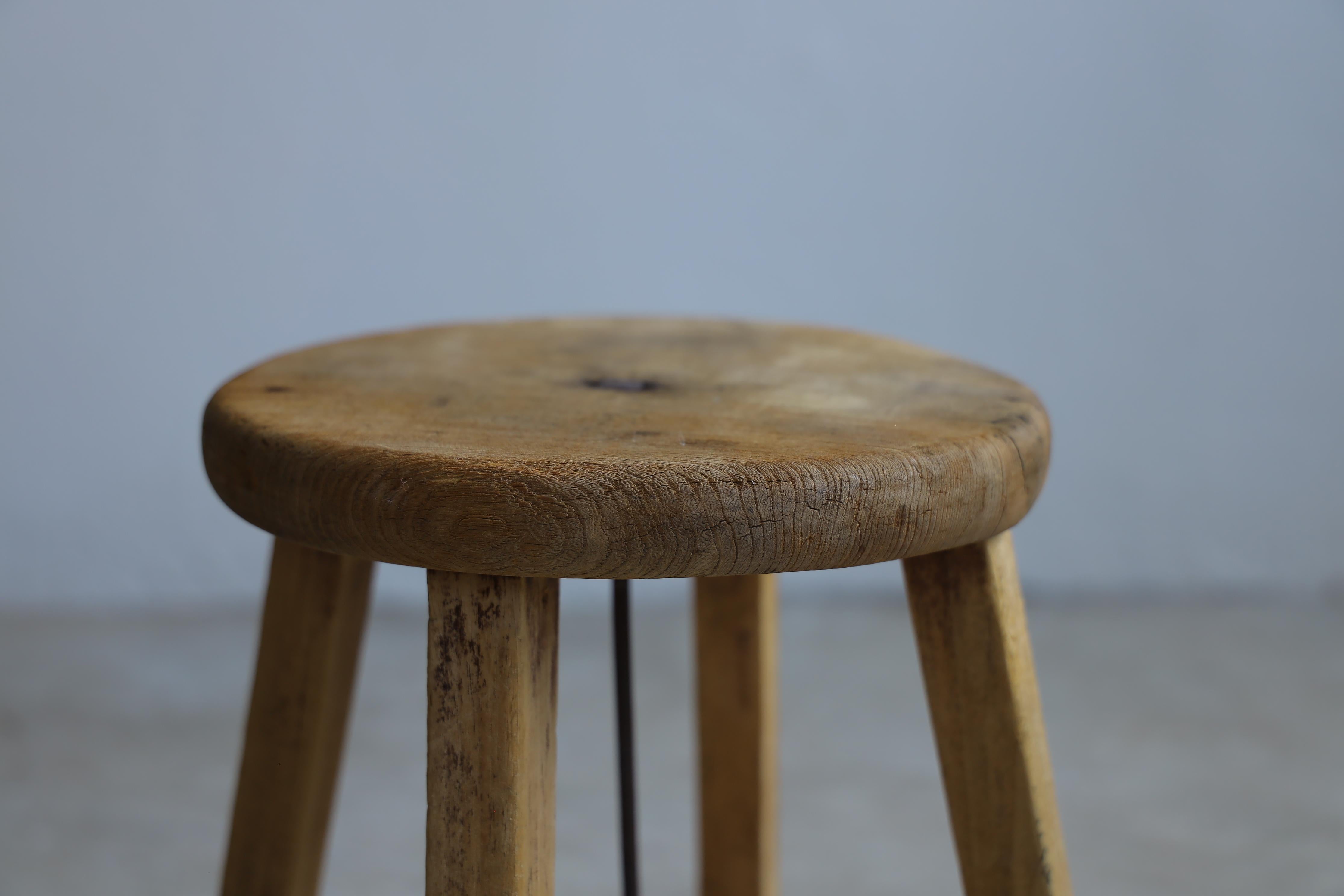 Hand-Carved Primitive Japanese Wooden Stools, Wabi-Sabi Stool For Sale