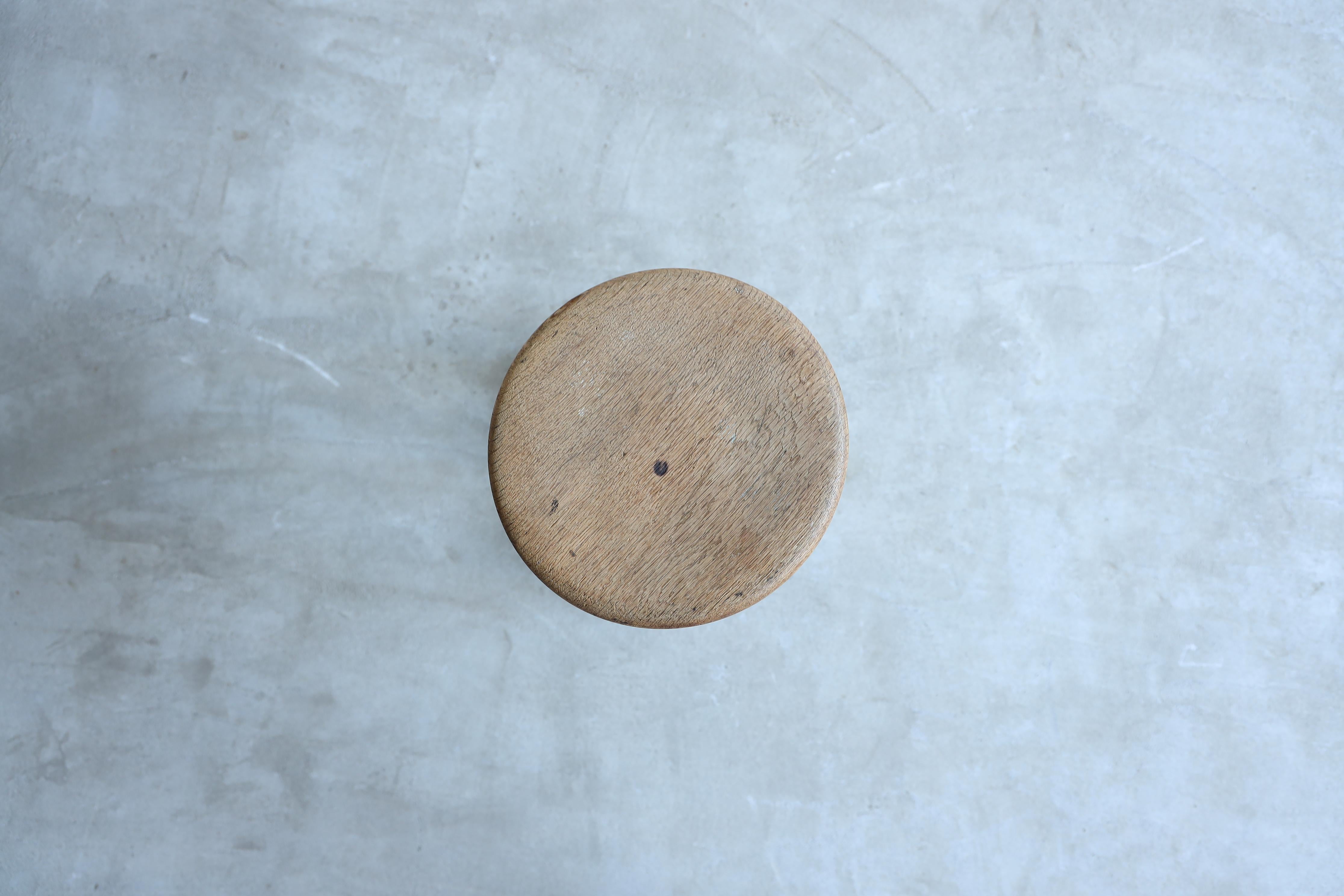 Hand-Carved Primitive Japanese Wooden Stools, Wabi-Sabi Stool