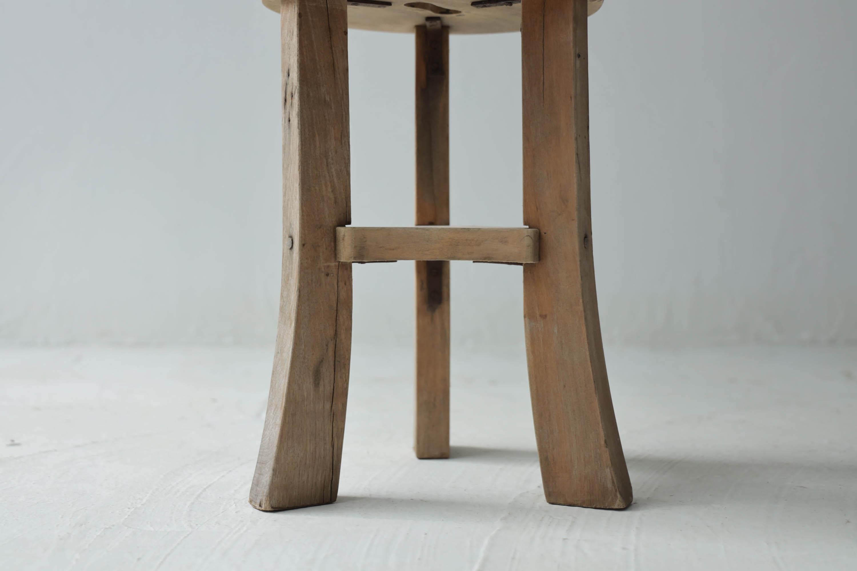 Primitive Japanese Wooden Stools, Wabi-Sabi Stool In Good Condition In Katori-Shi, 12