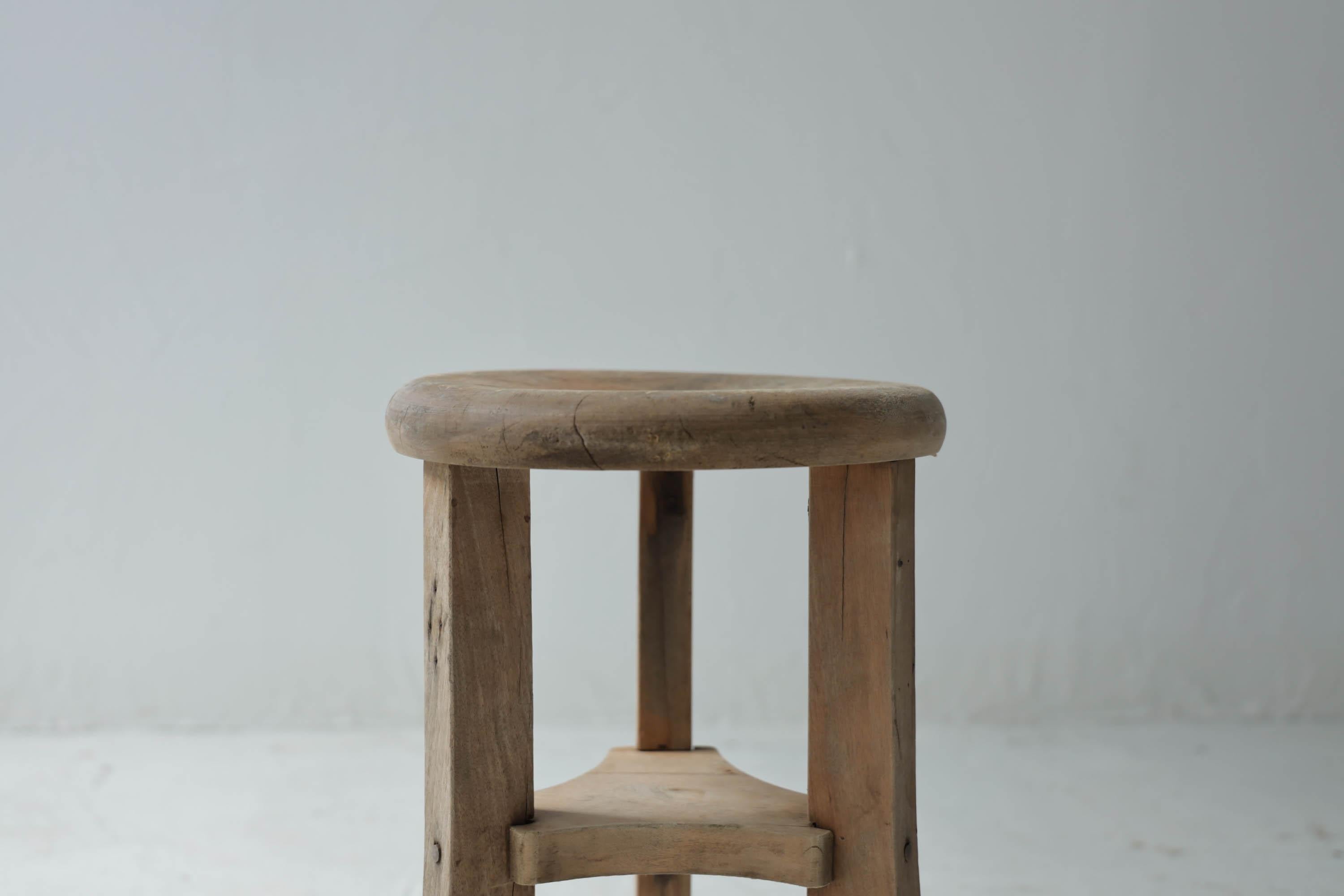 20th Century Primitive Japanese Wooden Stools, Wabi-Sabi Stool