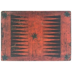 Antique Primitive Large Brick Red and Black Two-Sided Game Board
